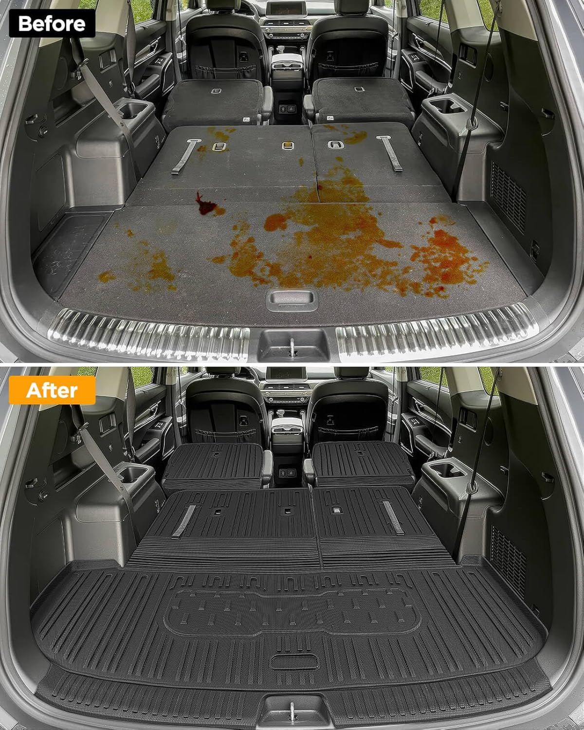 Floor Mats & Backrest & Cargo Liner for Kia Telluride 2020-2025（7&8 Seats,Full Coverage Car Liner Set, All Weather Protector Heavy Duty TPE Automotive Interior Accessories 2024 2023 2022 2021
