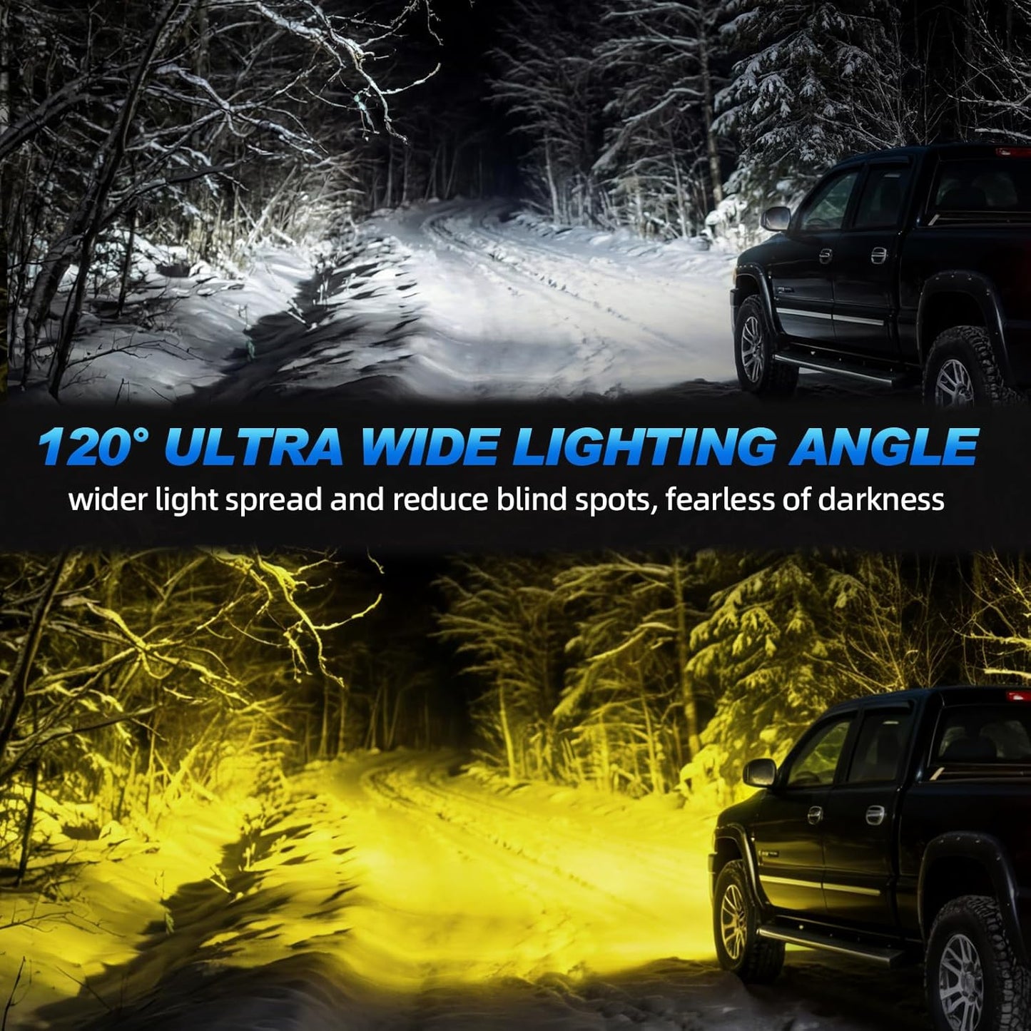 3 Inch LED Ditch Lights for 2014-2019 Silverado 1500, with A-Pillar Brackets Wiring Harness Combo Kits, 40W Spot Flood Offroad LED Lights Bar Pods White Yellow Lihgt, Pair C| Ditch Lights | 2014-2019 Silverado 1500
