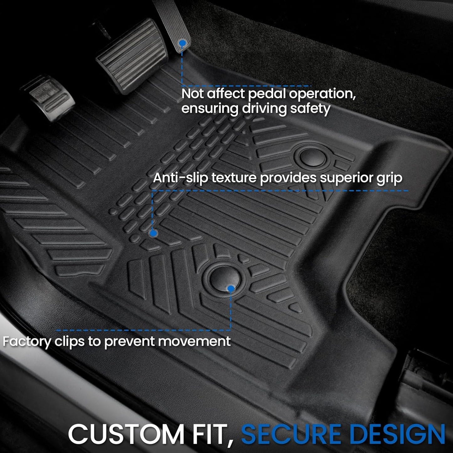 Floor Mats Set for 2015-2020 Chevrolet Chevy Tahoe/GMC Yukon 7 Seat (Not fit Yukon XL), All Weather TPE Cargo Liner Backrest Mat Trunk Mat Door Sill Guards Accessories