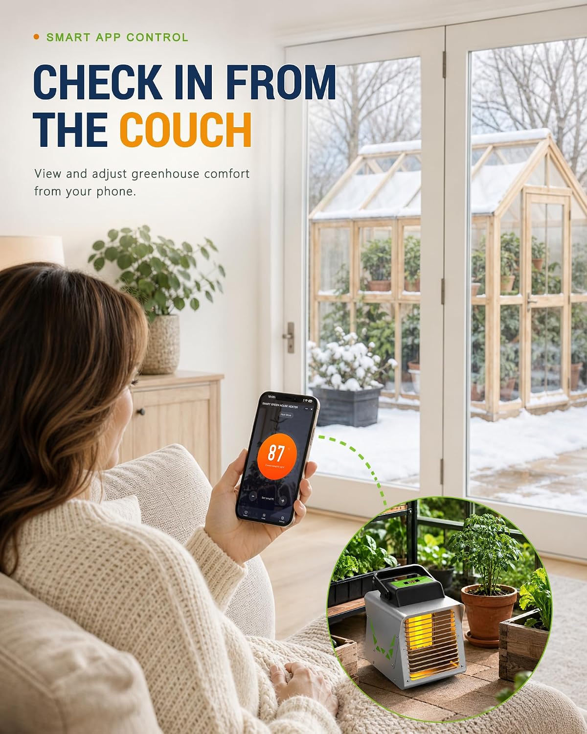 Kiroto Smart Plant Heater for Winter, 1500W, WiFi APP, Thermostat