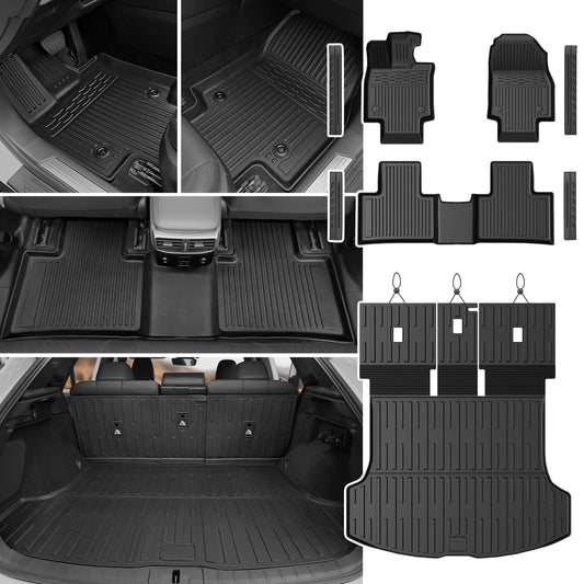 Floor Mats Set for Lexus RX350/RX350h/RX500h 2023 2024 2025 2026, All Weather TPE Floor Liners Backrest Mat Trunk Mat Cargo Liner Door Sill Guards Accessories for RX 350/350h/500h