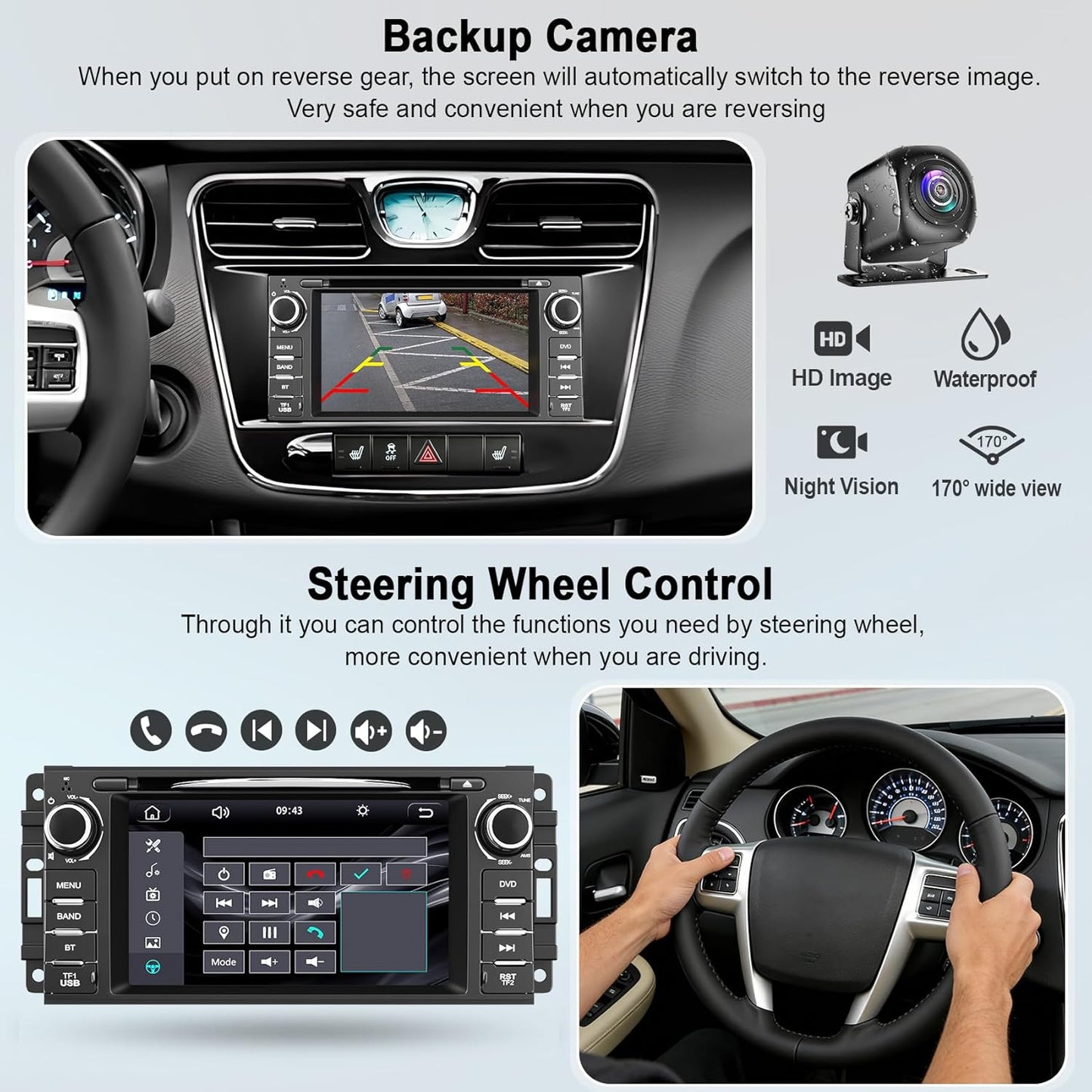 Car Radio Stereo with CD/DVD Player for Chrysler 200 200C (2011 2012 2013 2014),7 Inch QLED Touchscreen Head Unit with CarPlay & Android Auto,Bluetooth & GPS Navigation,Backup Camera& FM/AM Radio For Chrysler 200&200C 2011-2014