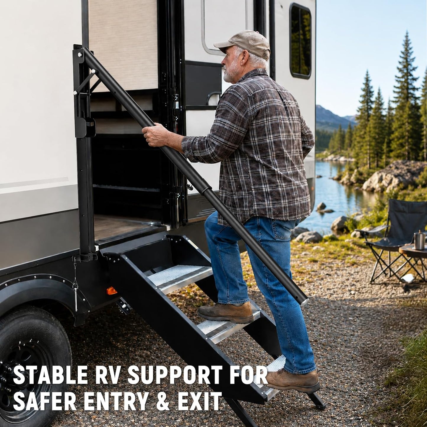 Extendable RV Handrail, Adjustable Assist Handrail, Up to 52"