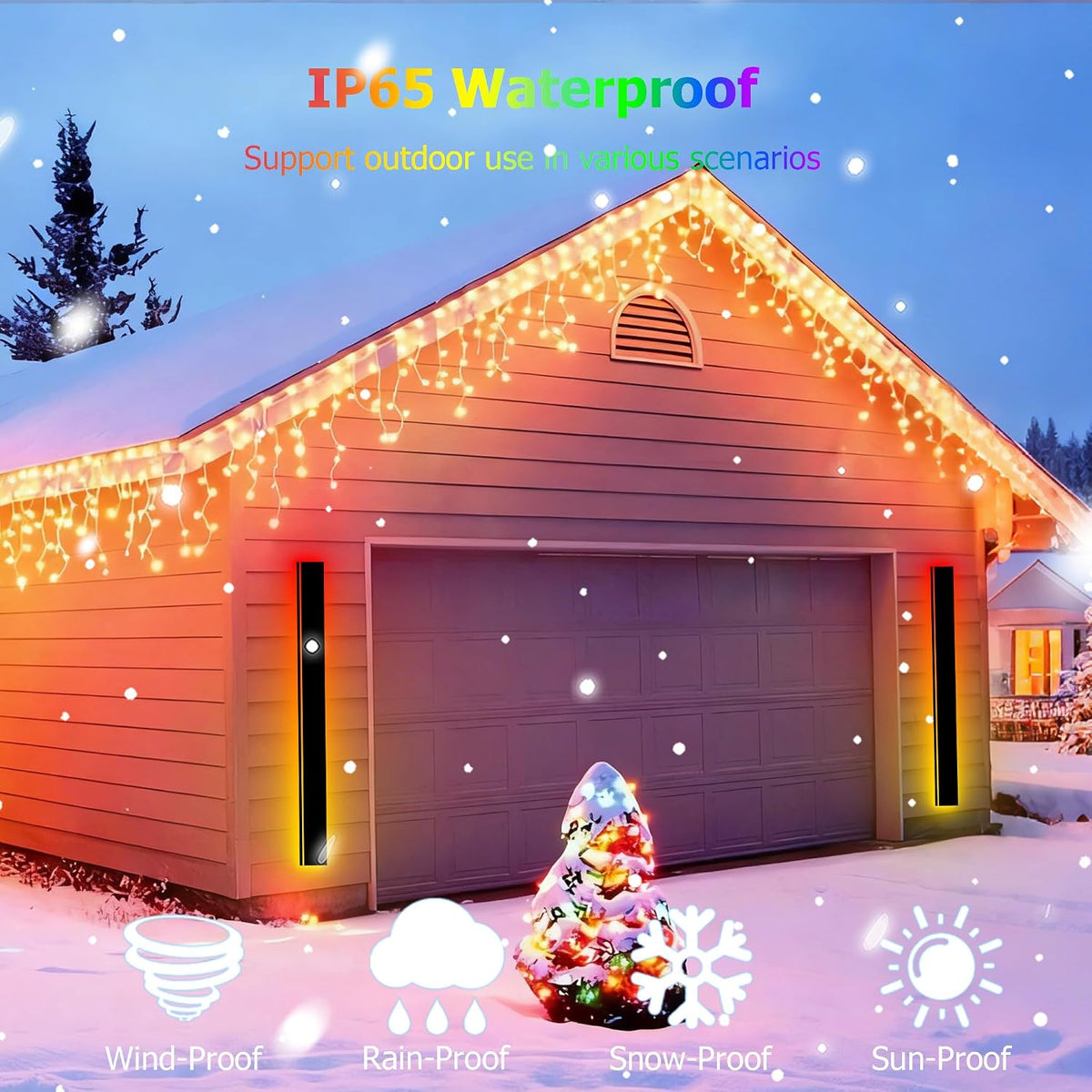 RGB Outdoor Wall Light with Remote & App Control,Bluetooth RGB (Red, Green, Blue) 2pc-47*4.33in-RGB