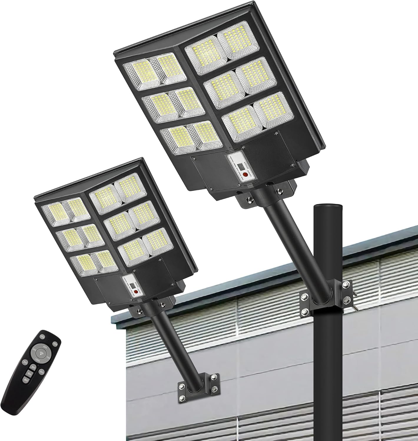 Lovus 2Pack 800W Solar LED Street Lights, 80000LM Solar Powered Security Flood Light Dusk to Dawn, Super Bright Commercial Solar Parking Lot Lights