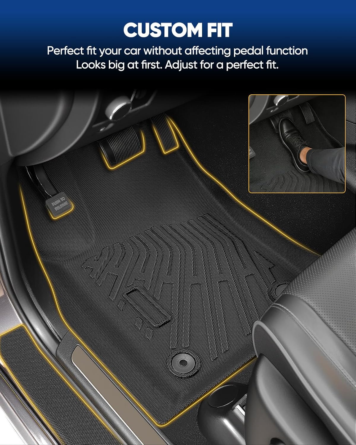 Floor Mats For Dodge Durango 2016-2026 (7 Seat), 11 Pcs TPE Custom Car Mat All Weather Floor Mats & Cargo Liner for Dodge Durango 2016 2017 2018 2019 2020 2021 2022 2023 2024 2025 2026