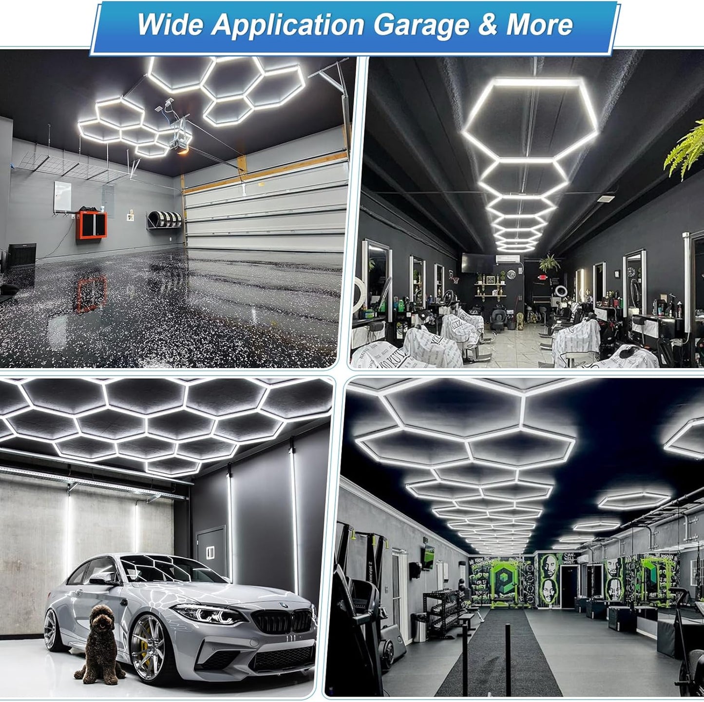 LED Hexagon Garage Light: Upgraded 10-100% Dimmable LED Garage Hexagon Lights, 25 Packs LED Light, 26400LM Super Bright Ceiling Honeycomb Hexagon LED