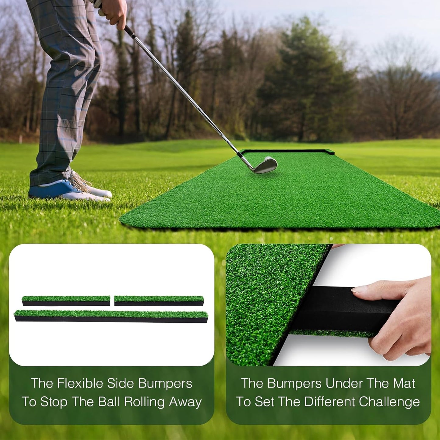 Golf Putting Green Mat Indoor, 3x10ft Thickening Outdoor Portable Golf Pong Game Set