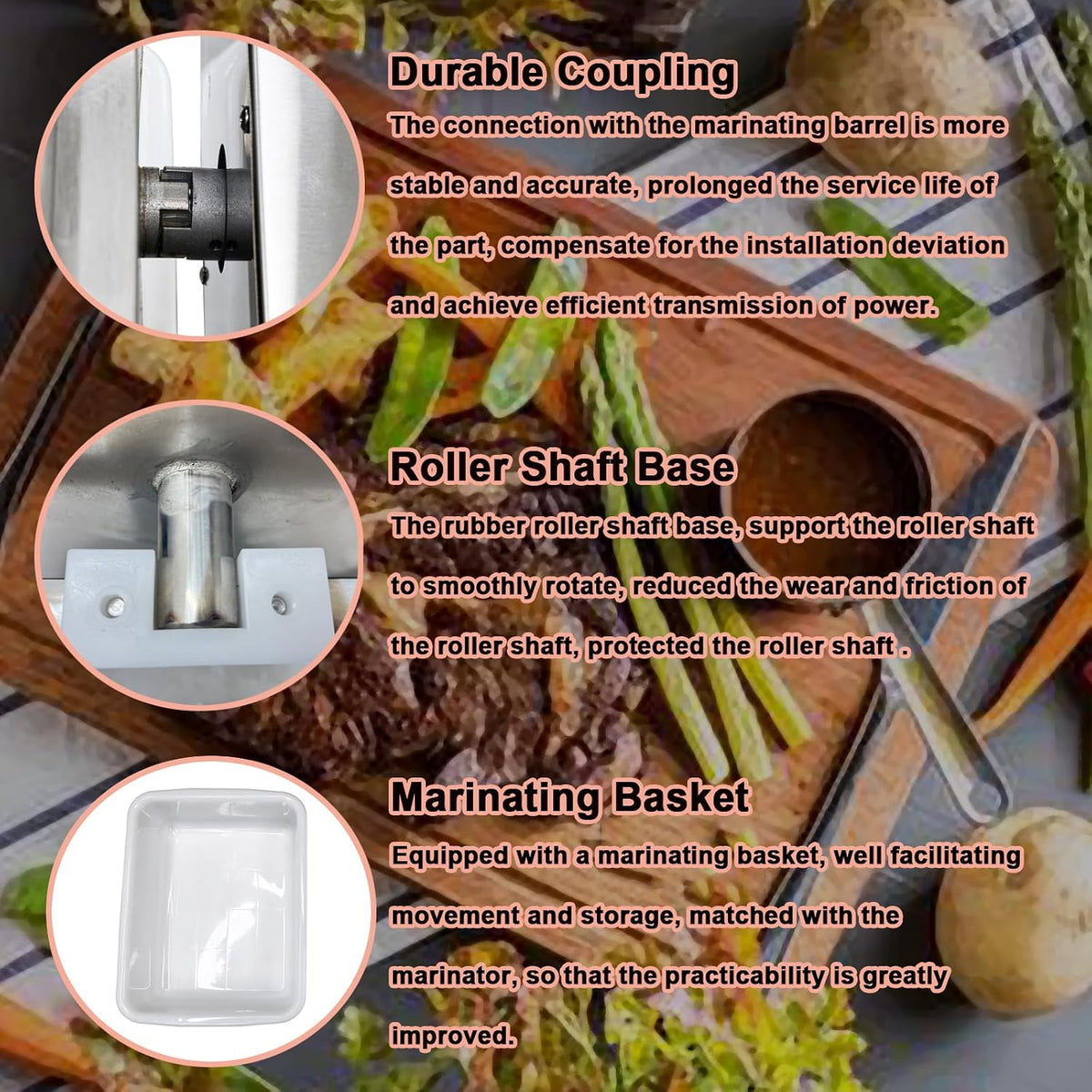 INTBUYING Vacuum Tumbler Marinator, 15L Commercial Vacuum Marinating Machine, Meat Curing Rolling Kneading Machine, 110V, Bidirectional Rotation Food Tumbler Marinating for Meat, Vegetable, Fish