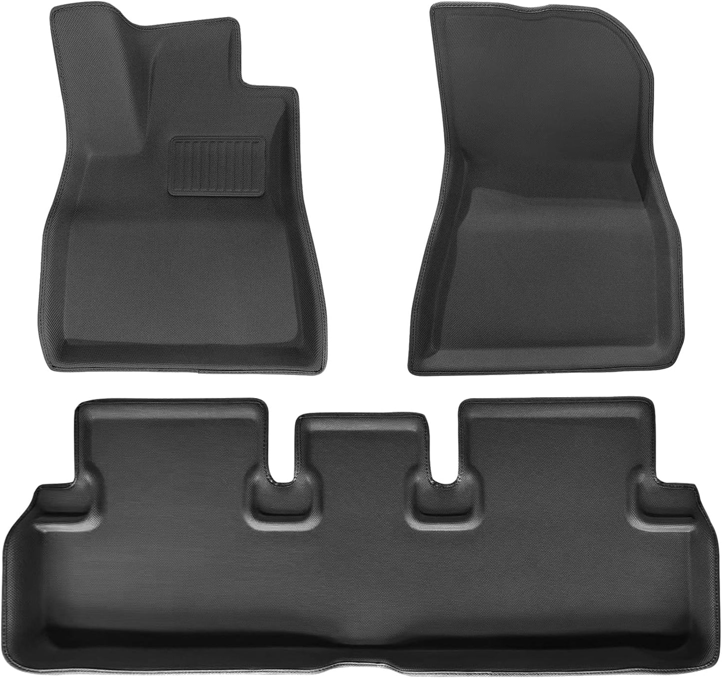 Floor Mats for Tesla Model 3 2020 2021 2022 2023 2024 2025 Highland Premium TPE All-Weather with High Edges,1st & 2nd Row Waterproof Anti-Slip Car Accessories, Pedal Safe Design, Easy to Clean.
