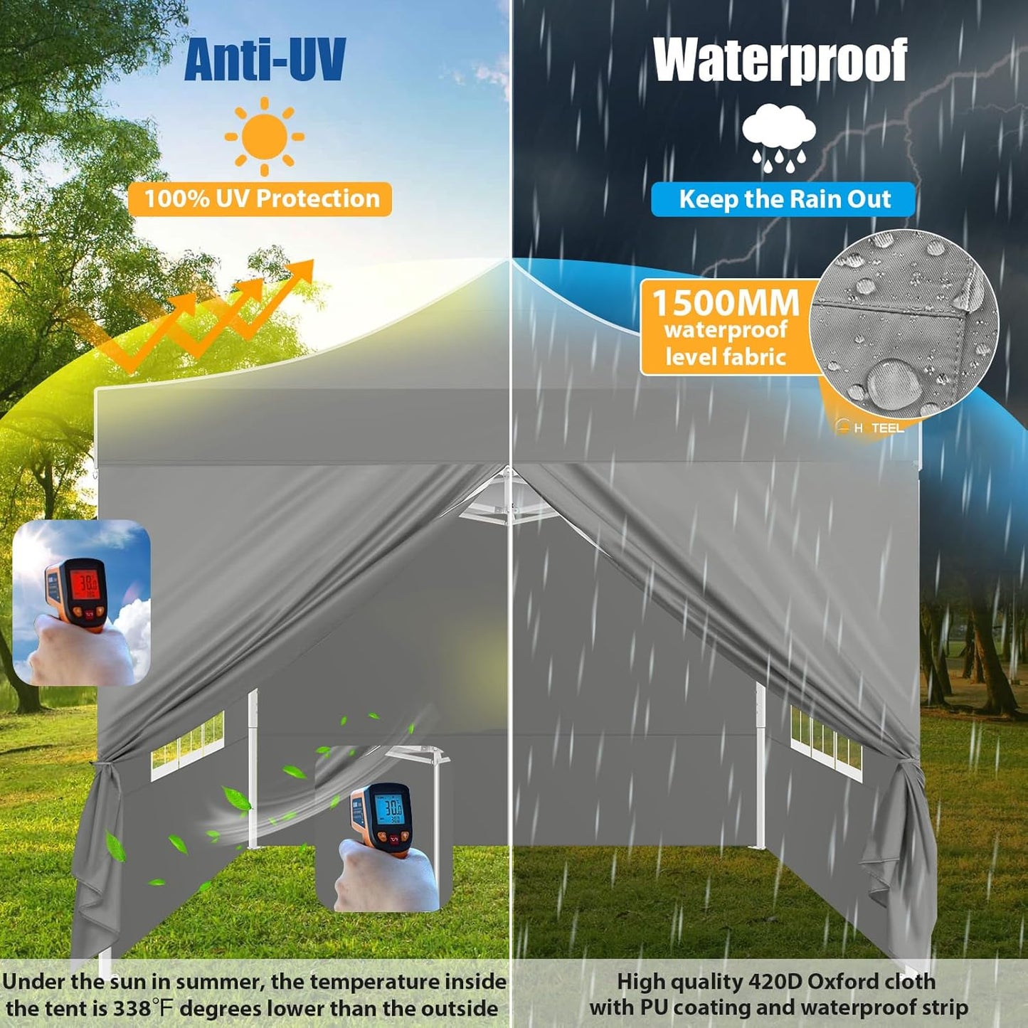 10'x10' Pop up Canopy Tent for Parties/Business, Heavy Duty