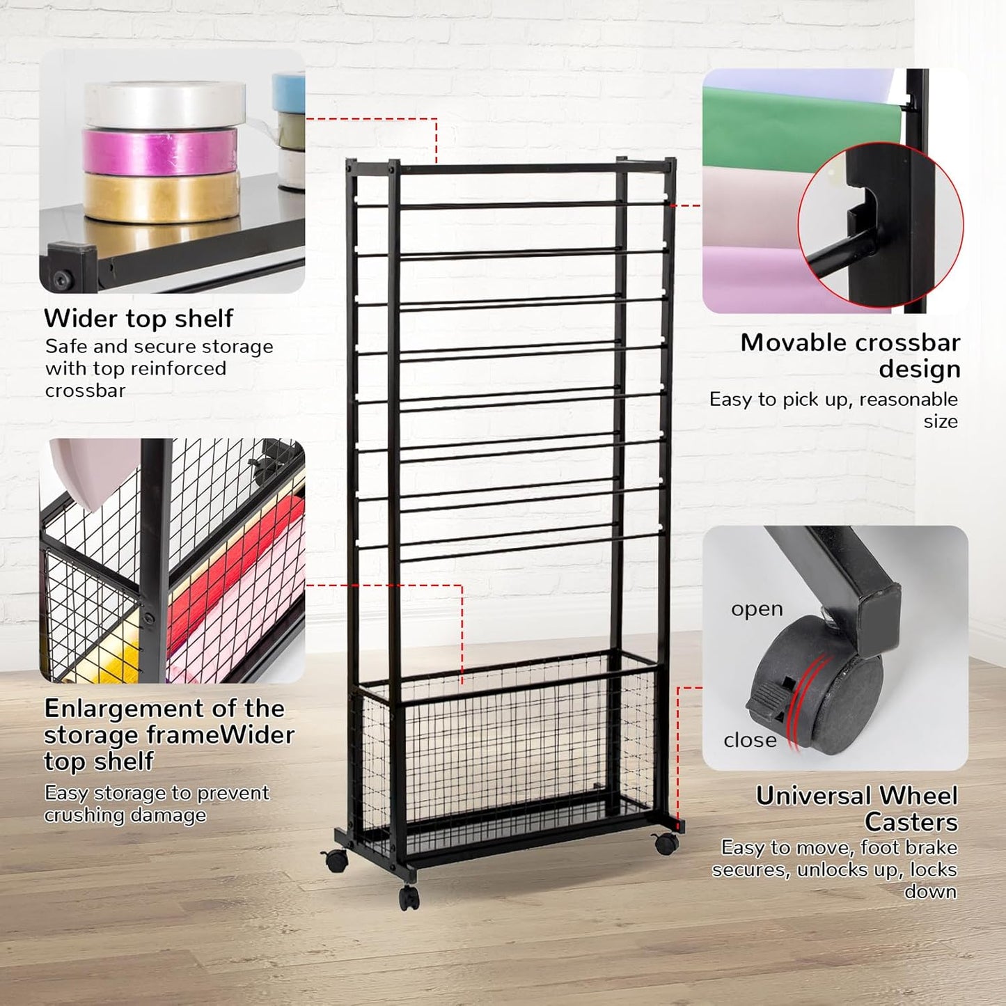 Double-Sided 16-Layer Ribbon Holder Organizer Rack,Ribbon Holder,Ribbon Storage,Metal Large Capacity Ribbon