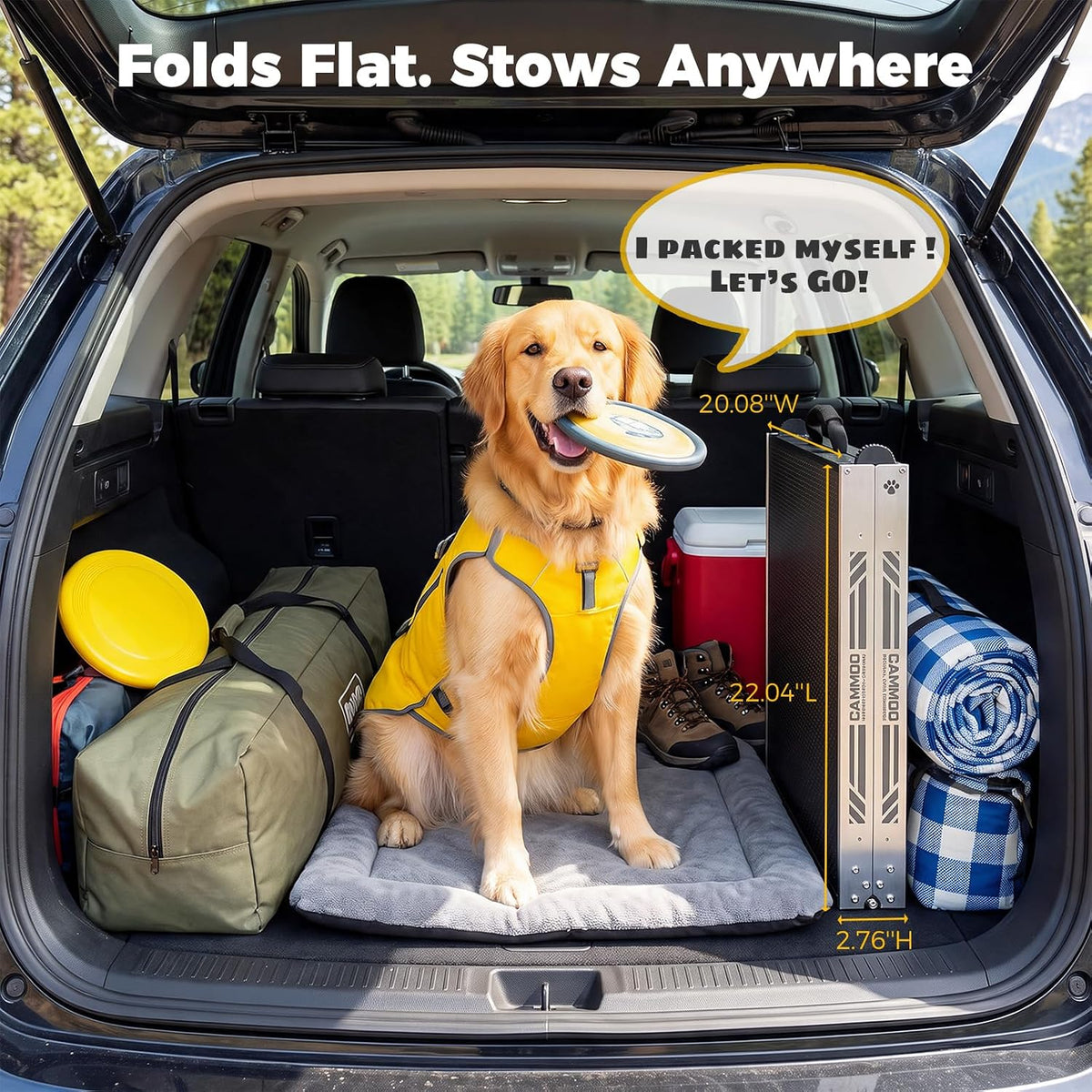 CAMMOO Dog Ramp for Car, 73''L x 20''W Foldable Pet Ramp for Large Dogs