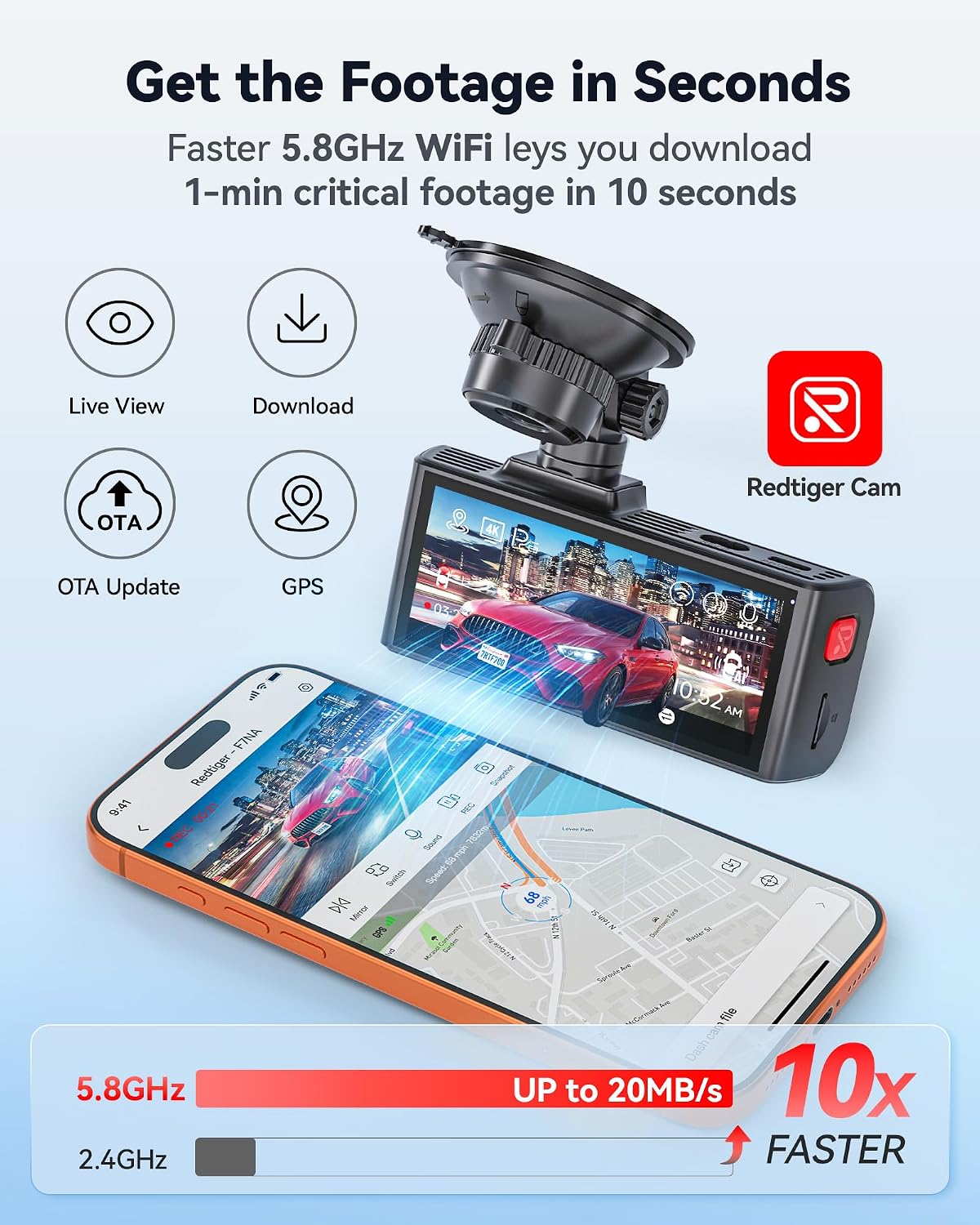 REDTIGER F7NA 4K Dashcam Front and Rear,8MP STARVIS 2 IMX678, 128GB SD Card