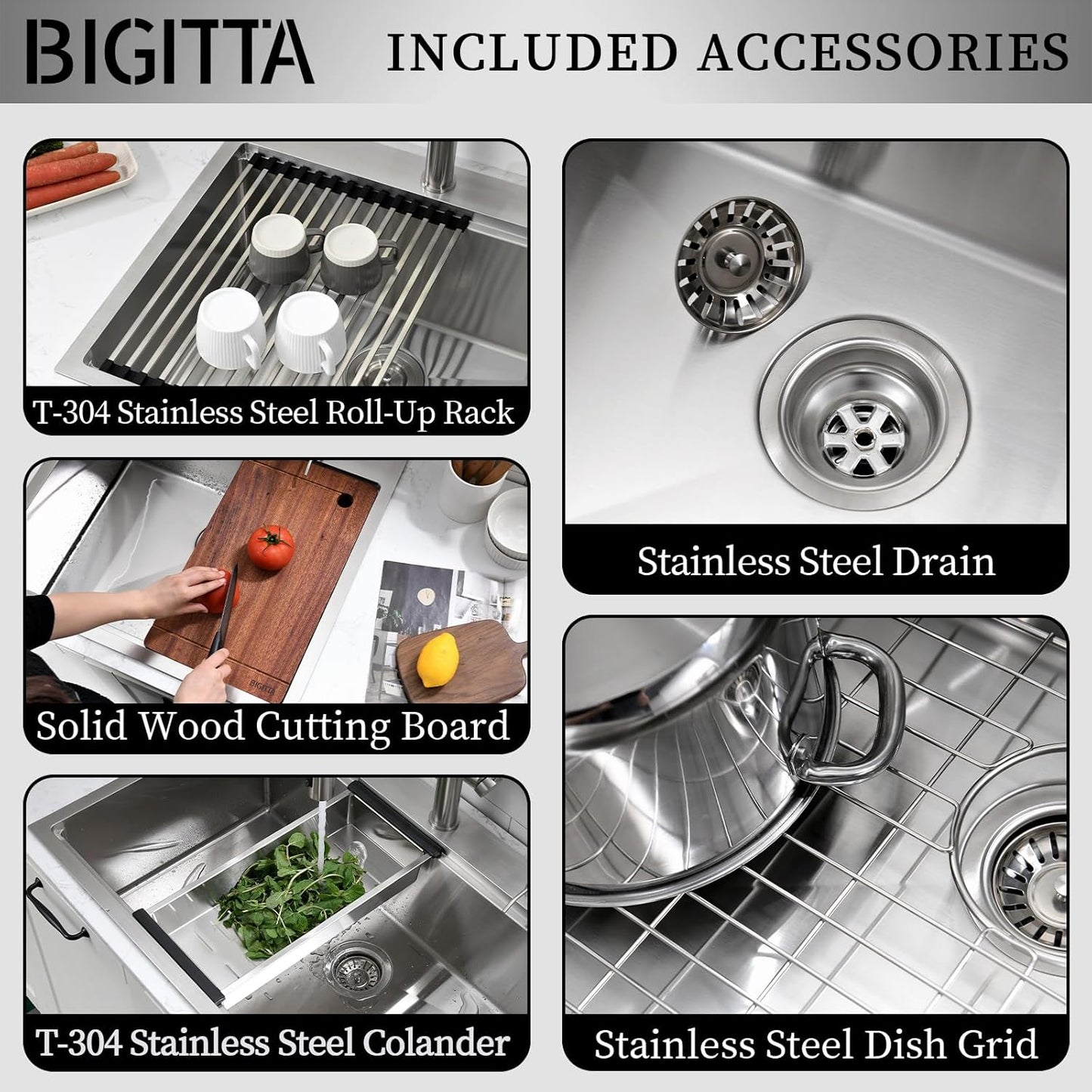 BIGITTA 15 Inch Bar Sink Drop In, 15x15x10 Inch Topmount Stainless Steel Workstation Kitchen Sink 16 Gauge Single Bowl Small Bar Prep Sink with