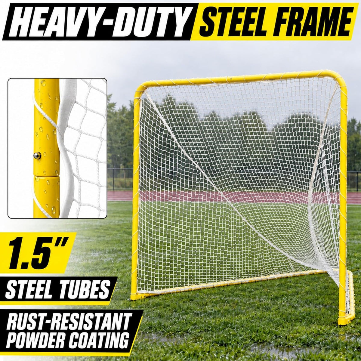 Lacrosse Goal with Target Sheet, 6x6x7 FT, Folding Steel Frame