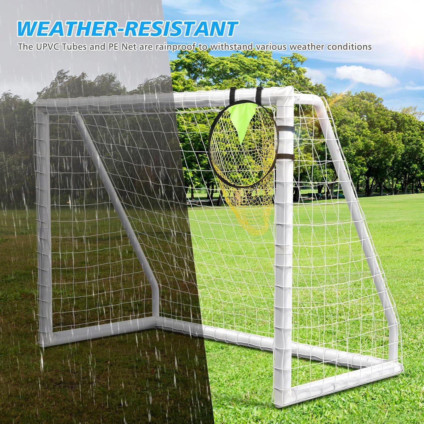 Soccer Goal for Backyard 8x6FT/10x6.5FT Goalpost Soccer Net with Soccer Targets for Goals Training, Soccer Goals for Kids