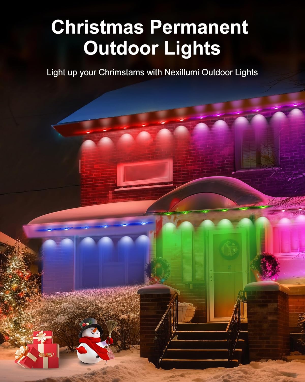 Permanent Outdoor Lights for House, 100ft Smart RGBIC Outside Lights with 72 Scene Modes, IP67 Waterproof Eaves Lights for Christmas All Holiday