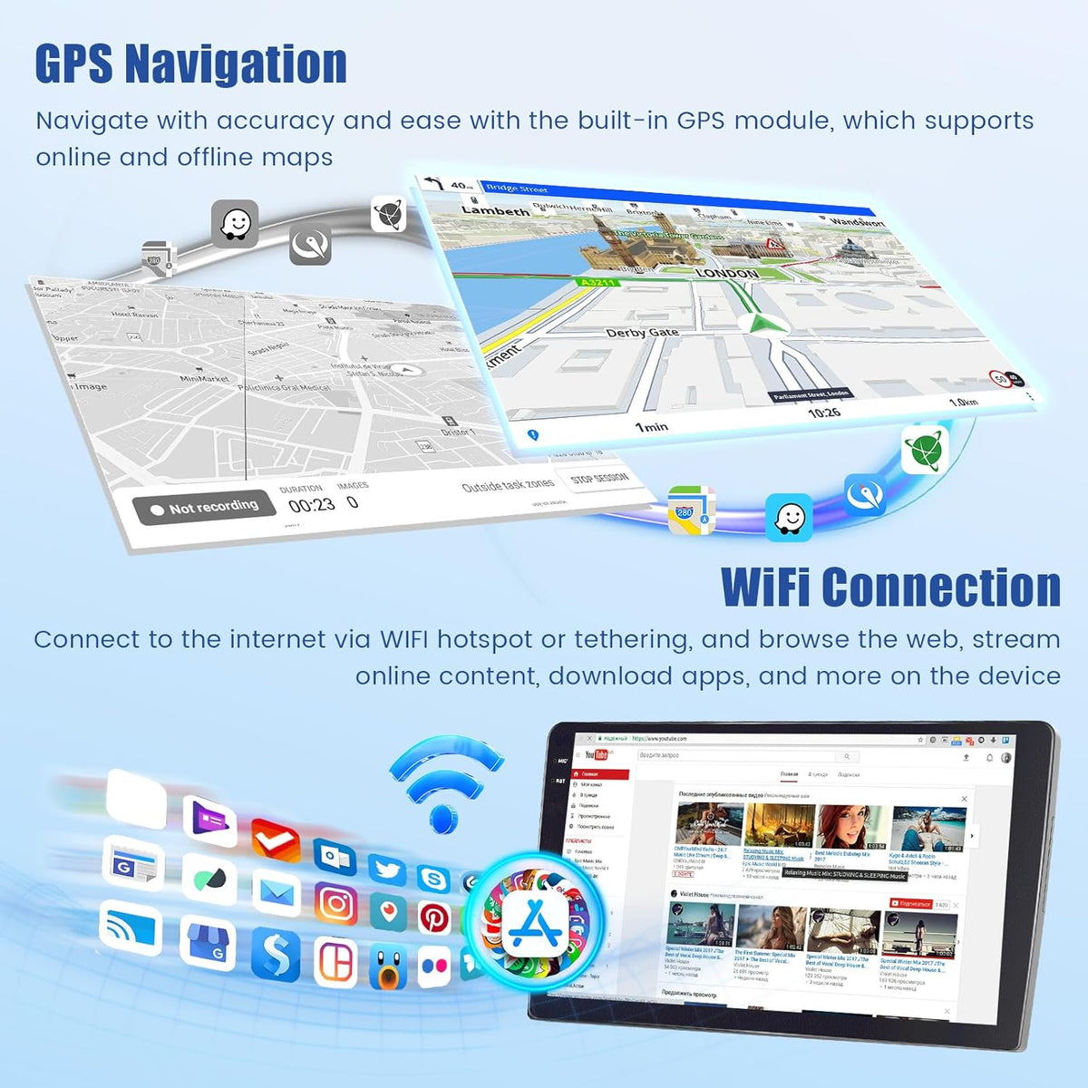 5Ghz WiFi [4G+64G] Android 15 Car Radio for Kia Sportage 2010-2016 Car Stereo with Wireless Carplay/Android Auto, 9 Inch HD Touch Screen with GPS Bluetooth FM/RDS EQ SWC Backup Camera MIC