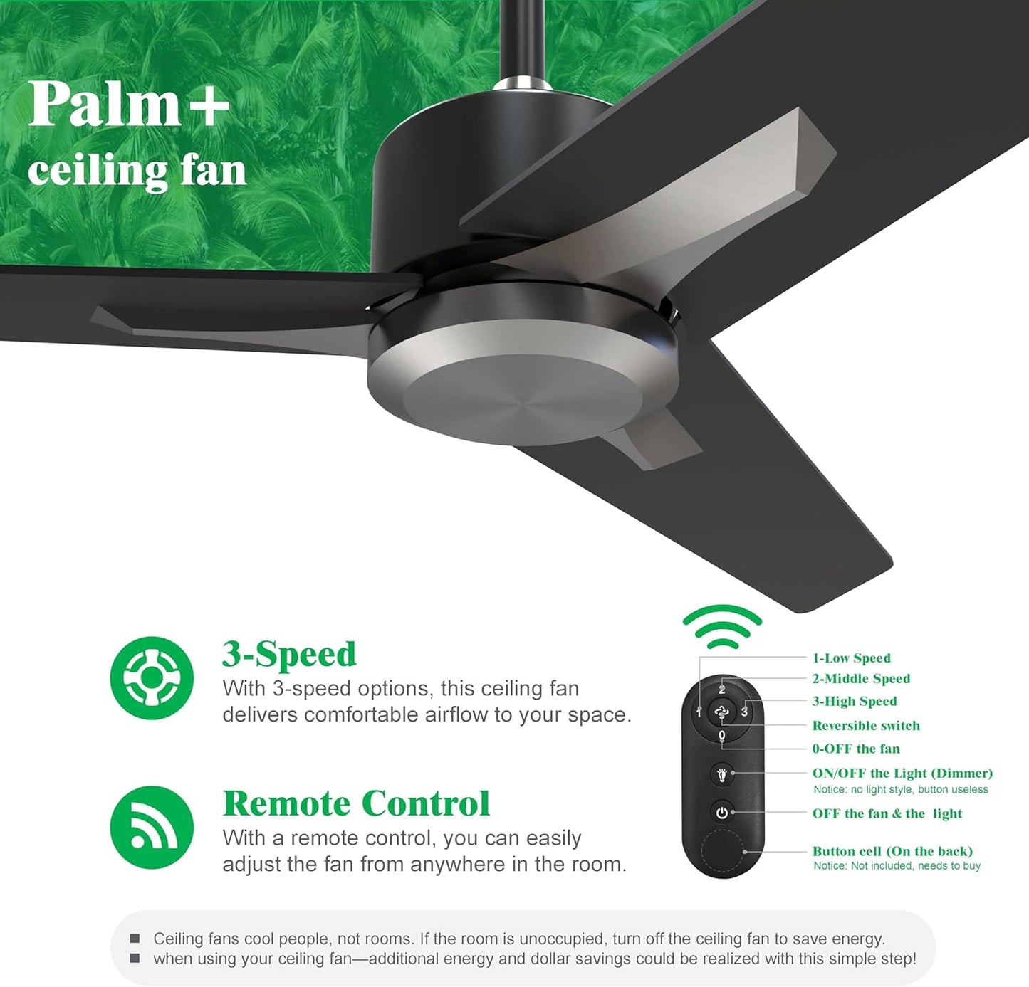 Fande-Aire Ceiling Fan no Light - Outdoor Ceiling Fan, 52 inch Ceiling Fan Without Light with 3 Blade and 3 Speeds for Patios, Bedroom Living Room,