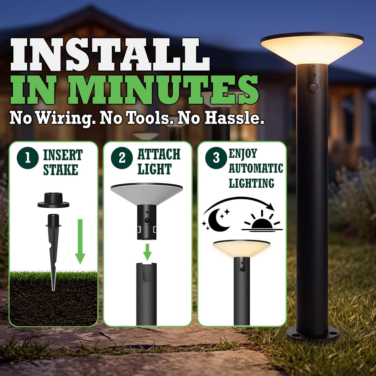 Solar Pathway Lights Victorian Series, Motion Sensor, 3 Modes, 4pk 4PK | 18" H