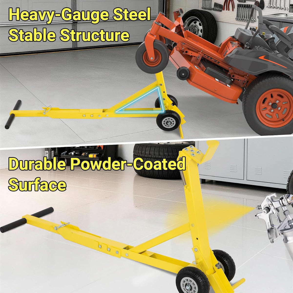 Lawn Mower Jack 800LBS, Zero Turn Mower Jack Lift w/Wheels yellow