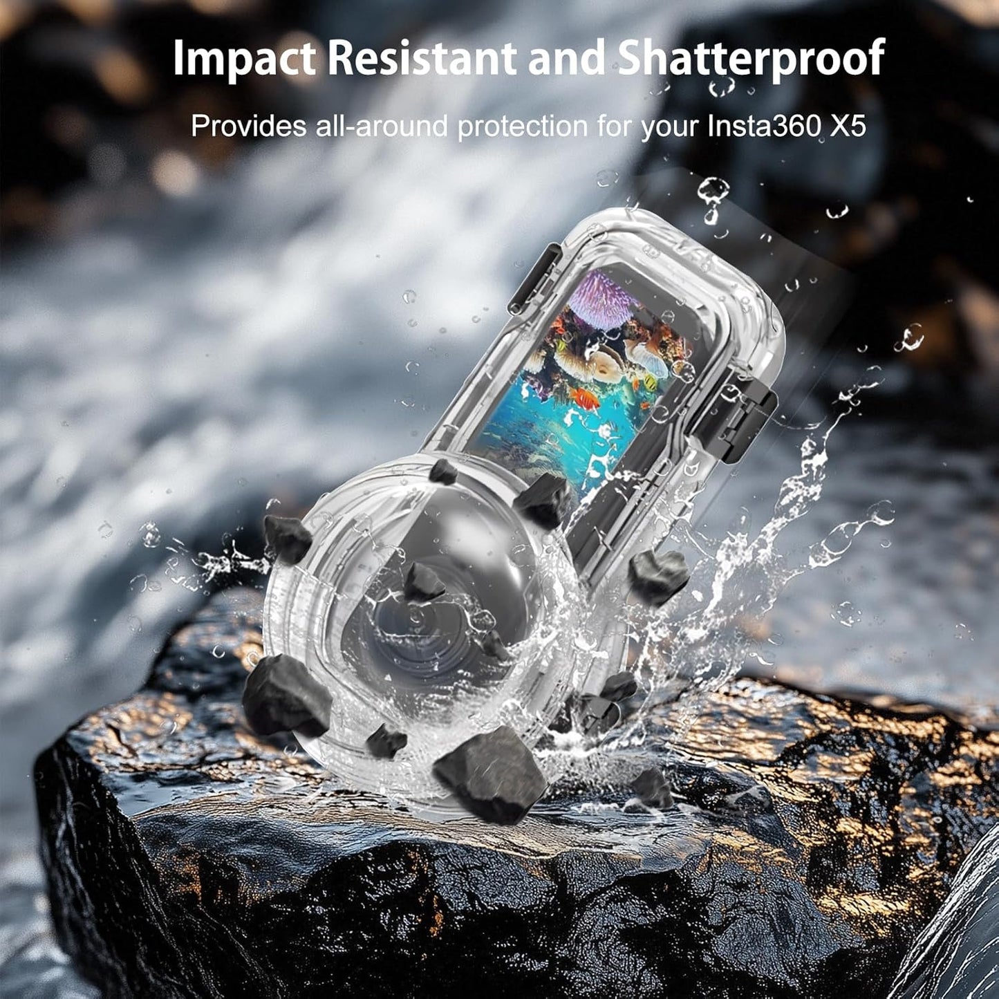 Waterproof Diving Case 60m/197ft for Insta360 X5, Quick Release Housing for Underwater Photography & Action Camera Protection