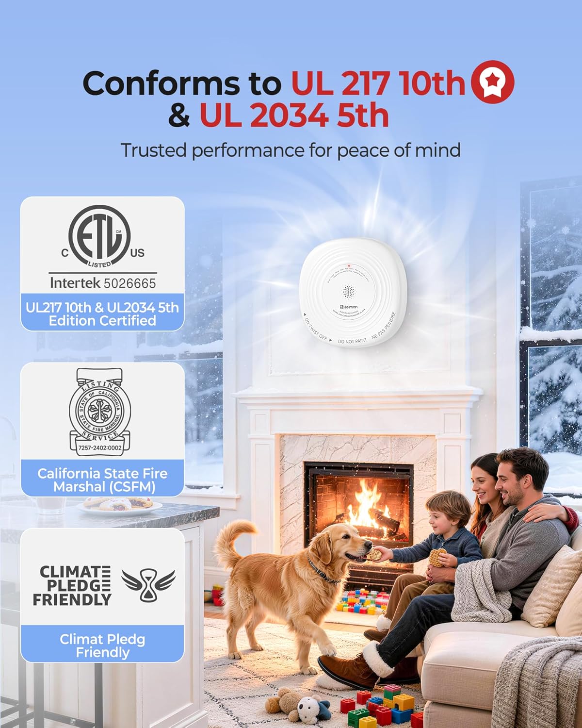 Heiman Smoke and Carbon Monoxide Detector 10-Year Sealed Battery, 3-Pack | UL 217 10th/UL 2034 5th Certified/85 dB Alarm, Photoelectric Fire Smoke Alarm & CO Detector for Home Hotel Rental Apartment