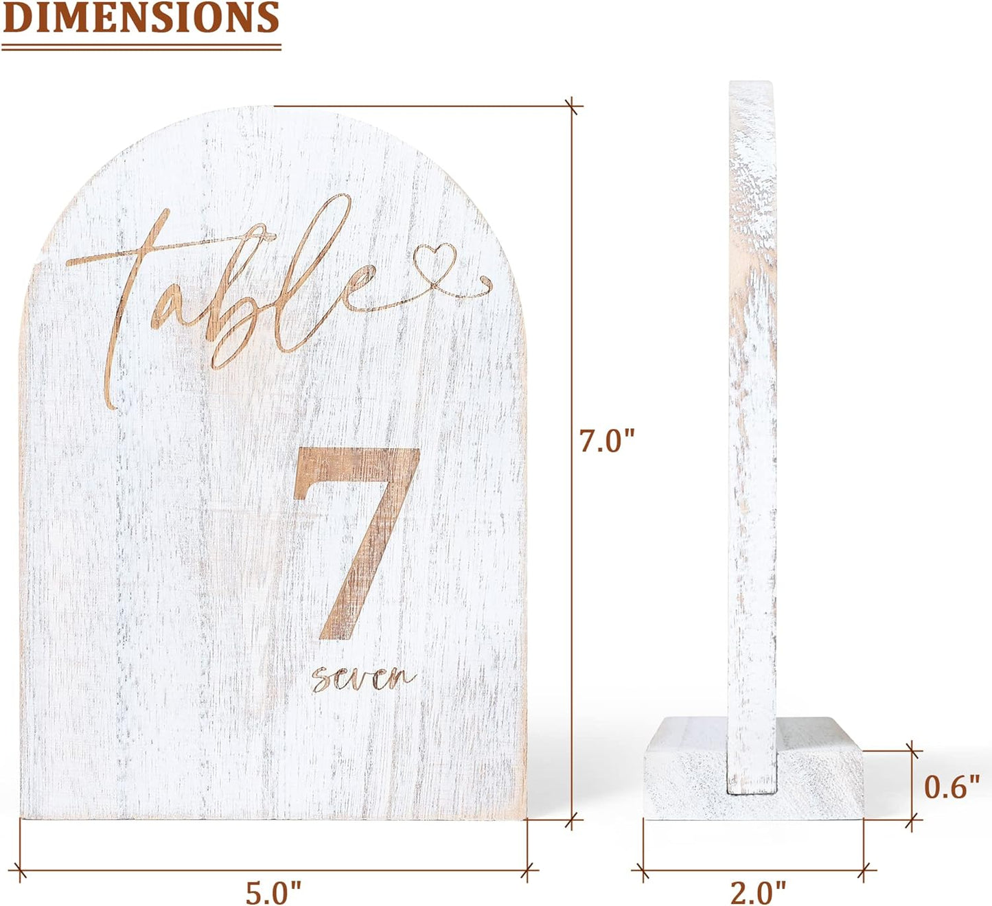 Asaultker 1-15 Wedding Table Numbers, Wooden Table Numbers, Double Sided Sign with Holder Base, Table Numbers for Wedding Reception and Party,