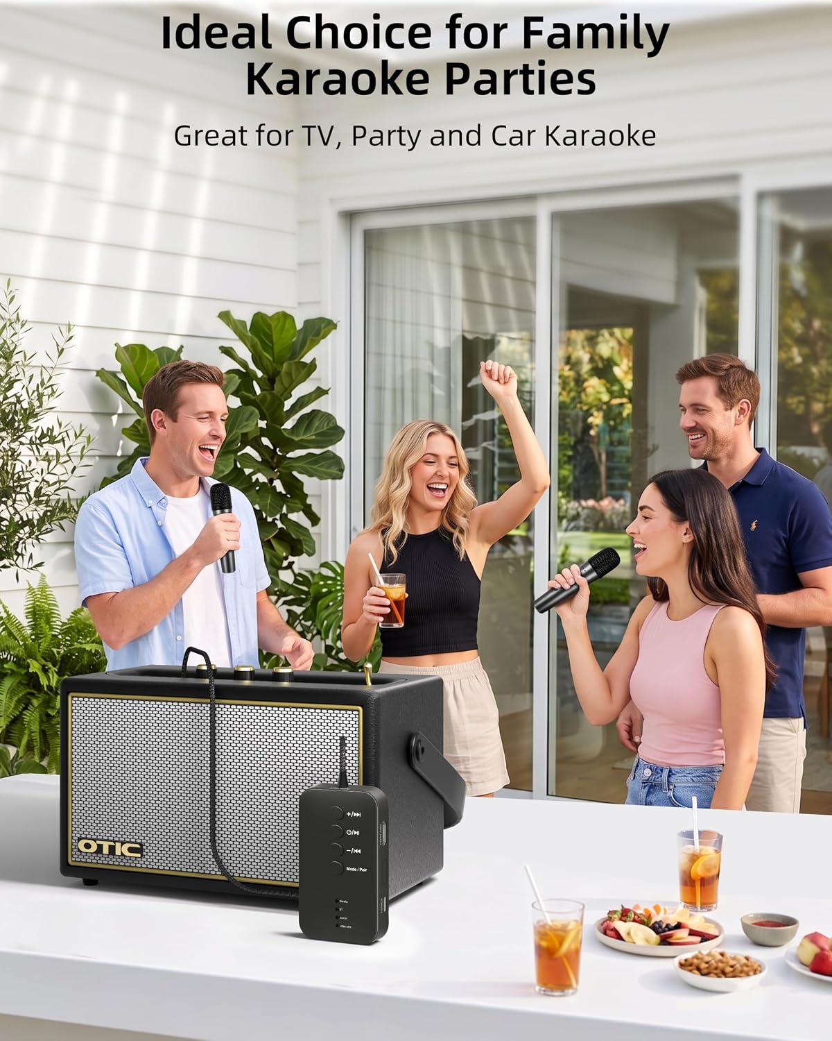 OTIC AI Karaoke Microphone, Bluetooth Receiver HiFi Wireless Audio Adapter