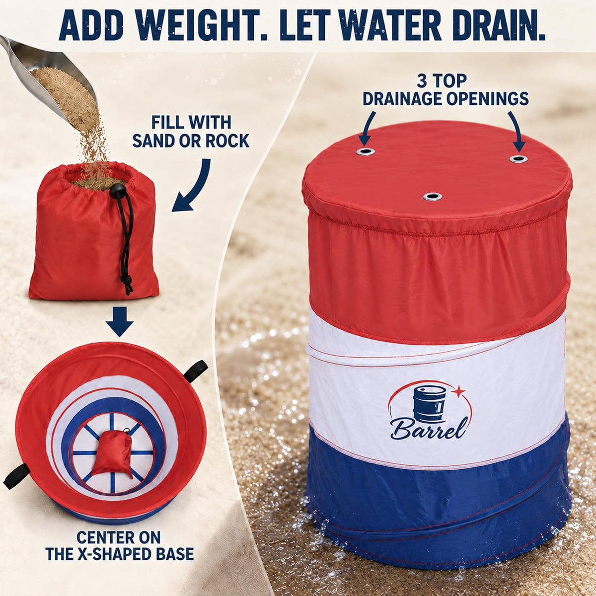 Pop Up Barrel Racing Training Barrels, Collapsible Set of 3