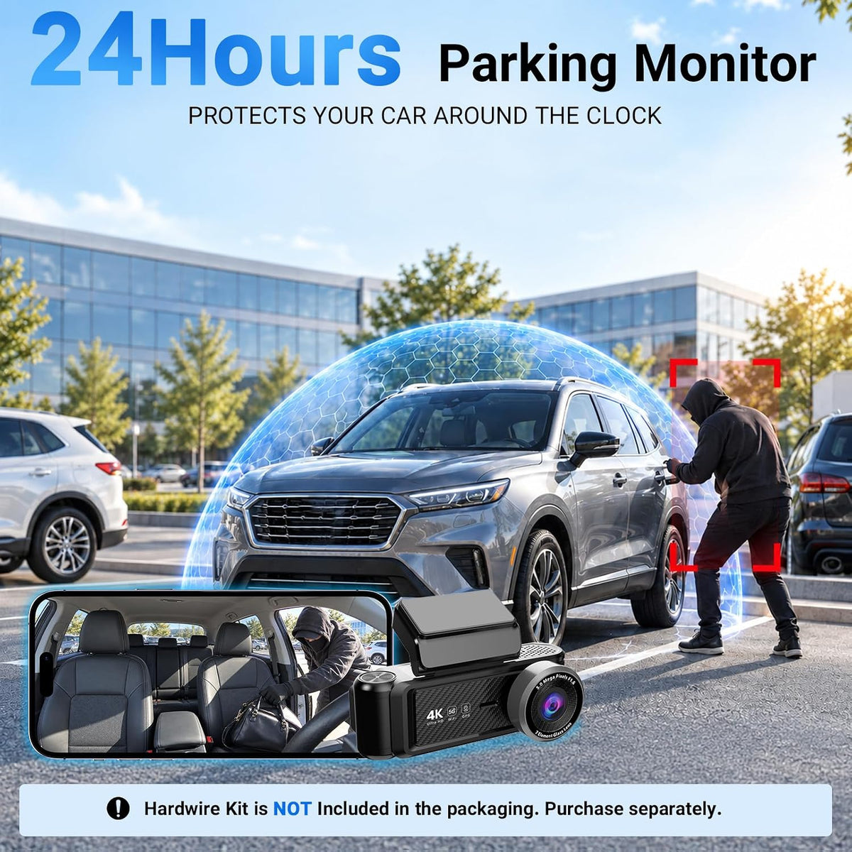 3 Channel Dash Cam Front Rear Inside,STARVIS 2 4K HDR Car Camera
