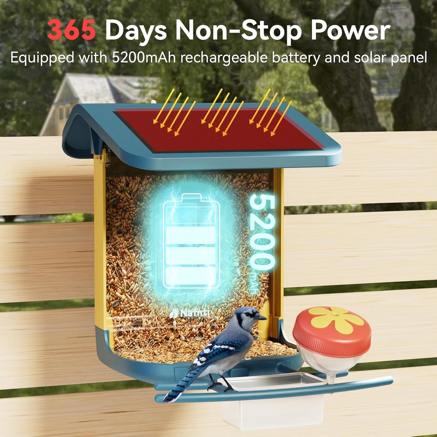 Smart Bird Feeder with Camera, Support 2.4GHz/5GHz, 2K Live Steam for Outdoor, 1.8L Large Capacity, AI Identify Auto Capture Videos, Smart Camera Bird Feeder for Outside, Ideal Gift for Christmas