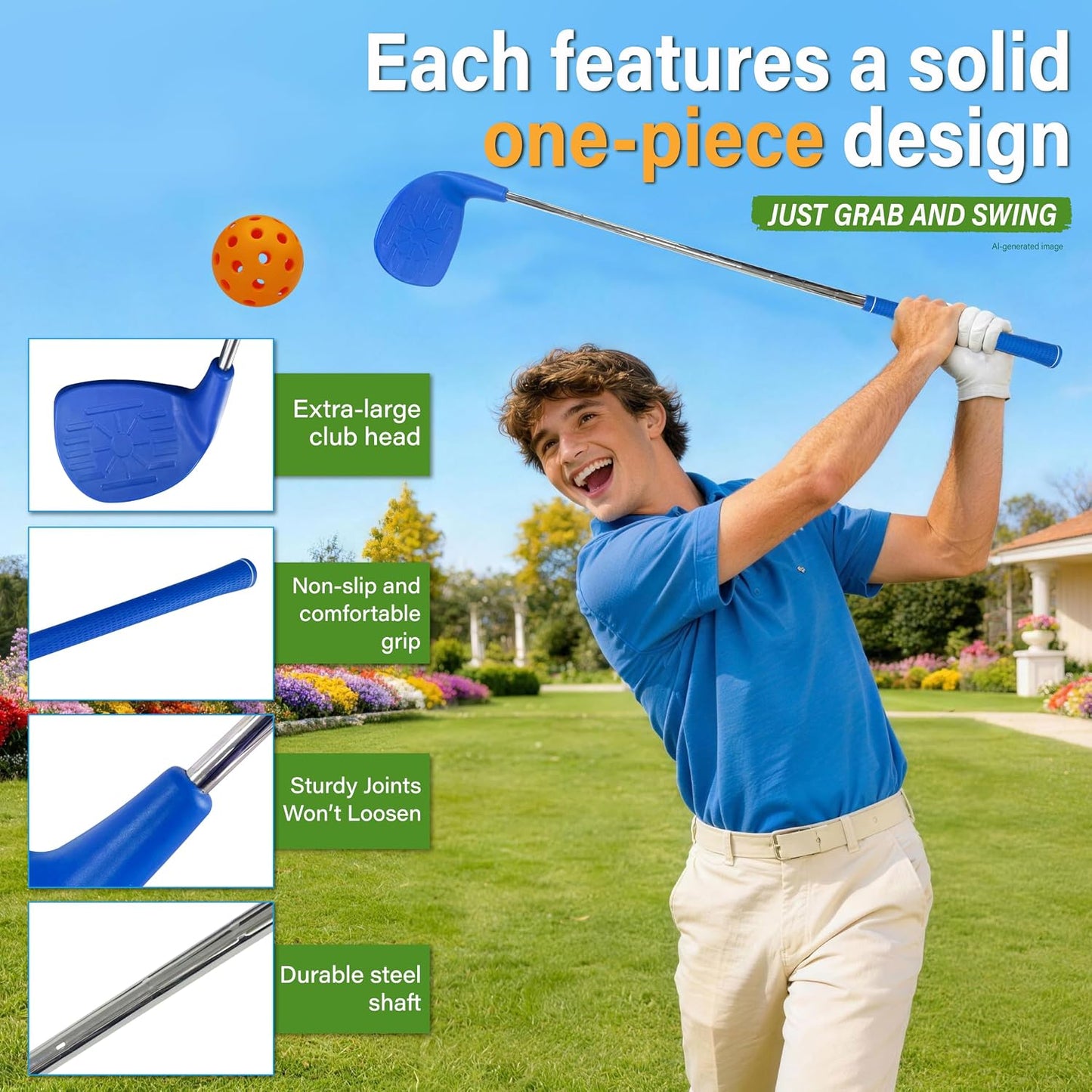 9-Hole Portable Golf Game Set with 2 Right & 1 Left Club, Carry Bag | Play Anywhere: Backyard, Park, Beach & Lawn Portable Set with Carry Bag Included|Fun for Adults, Beginners & Families