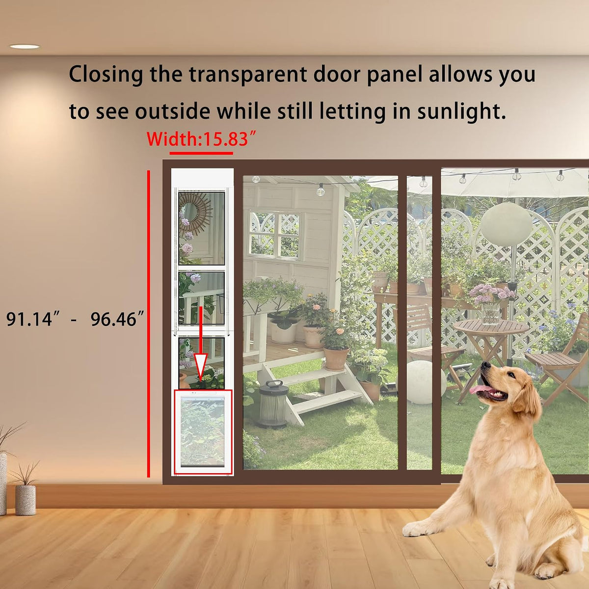 XL Dog Door for Sliding Door 91.14"-96.46" Adjustable Height XLarge