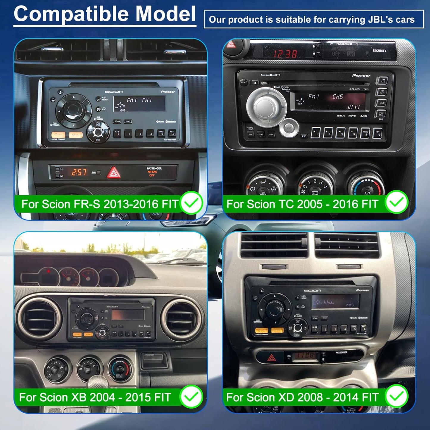 Upgrade 7'' Car Radio Stereo for Toyota Scion FR-S 2013-2016, tC 2005-2016 | xB 2004-2015, xD 2008-2014 Touchscreen Headunit, Wireless Carplay Android Auto, 5G WiFi GPS, Bluetooth FM SWC, Backup Camera