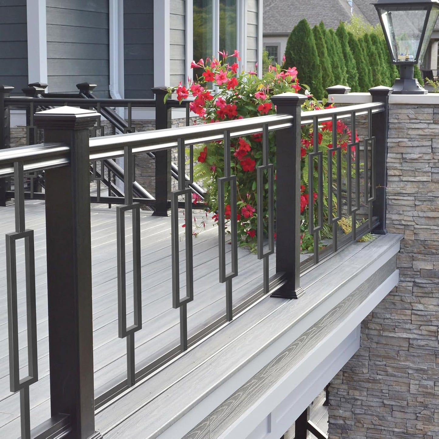 TMEE Balusters Iron Deck Spindles,15 Pack Black Staircase Baluster with Screws, 44' Metal Deck Spindles and Stairs Railing, Stylish Deck Railing for