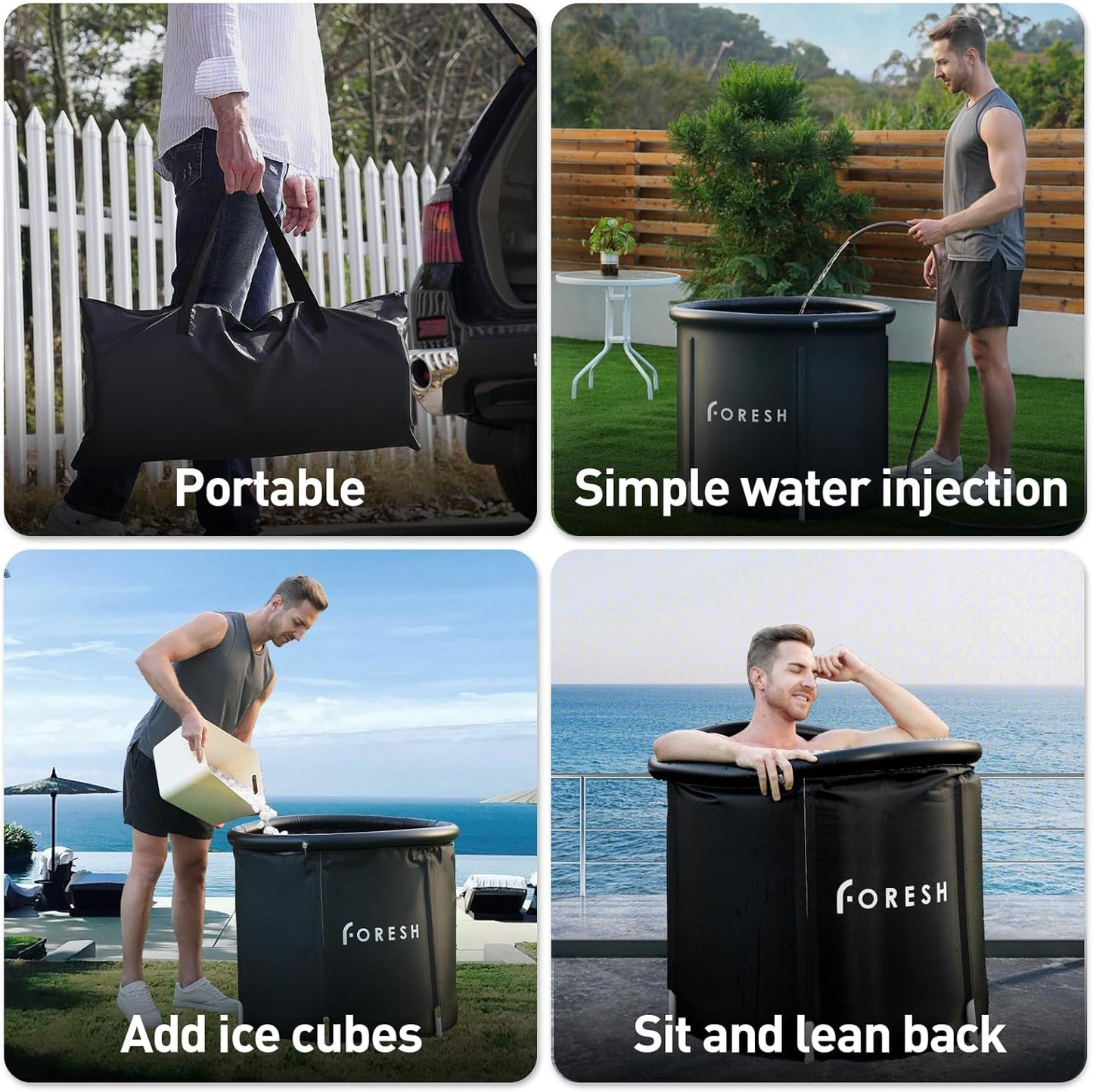 Large Ice Bath Tub, 105 gal Multiple Layer Inflatable Cold Plunge Tub Outdoor with Cover, Portable Ice Bath for Cold Therapy and Recovery