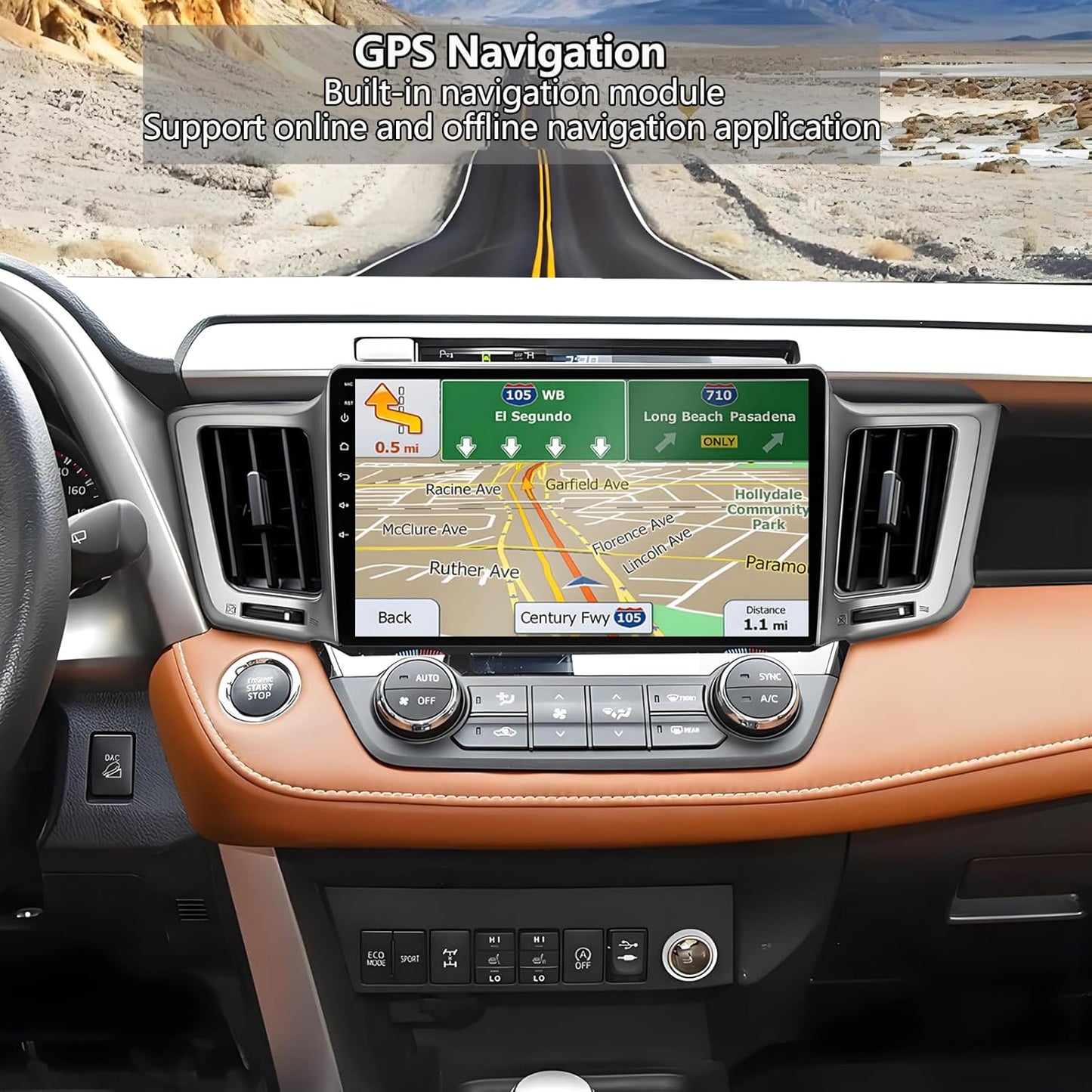 Car Radio Stereo for Toyota RAV4 2013-2018: 8-Core 4GB+64GB 10.2 Inch Touchscreen Android 15 Head Unit with Wireless Carplay Android Auto Bluetooth GPS Navigation 5G WiFi