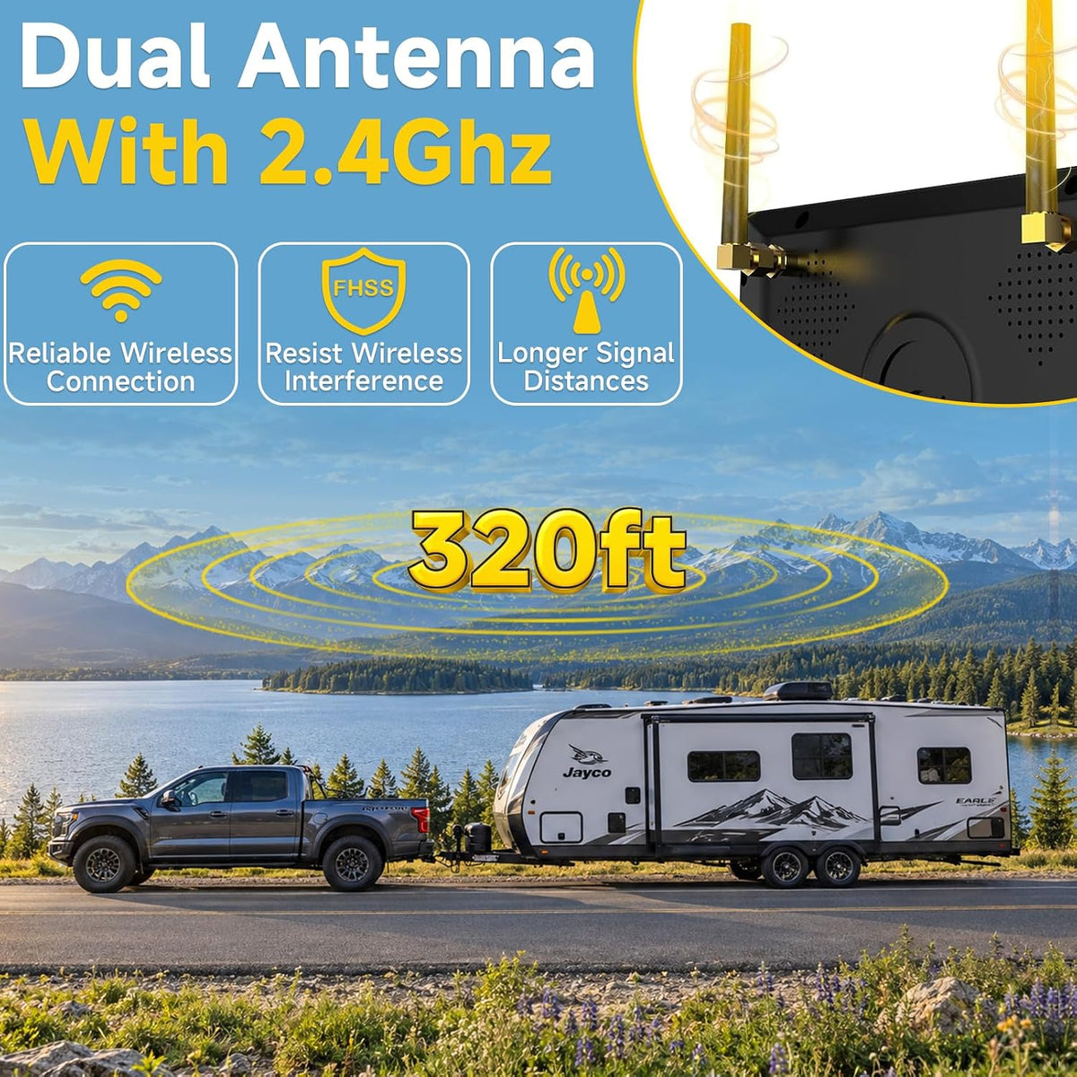 Easy Install 1080P Wireless RV Backup Camera: 7” Plug & Play for RV Trailer