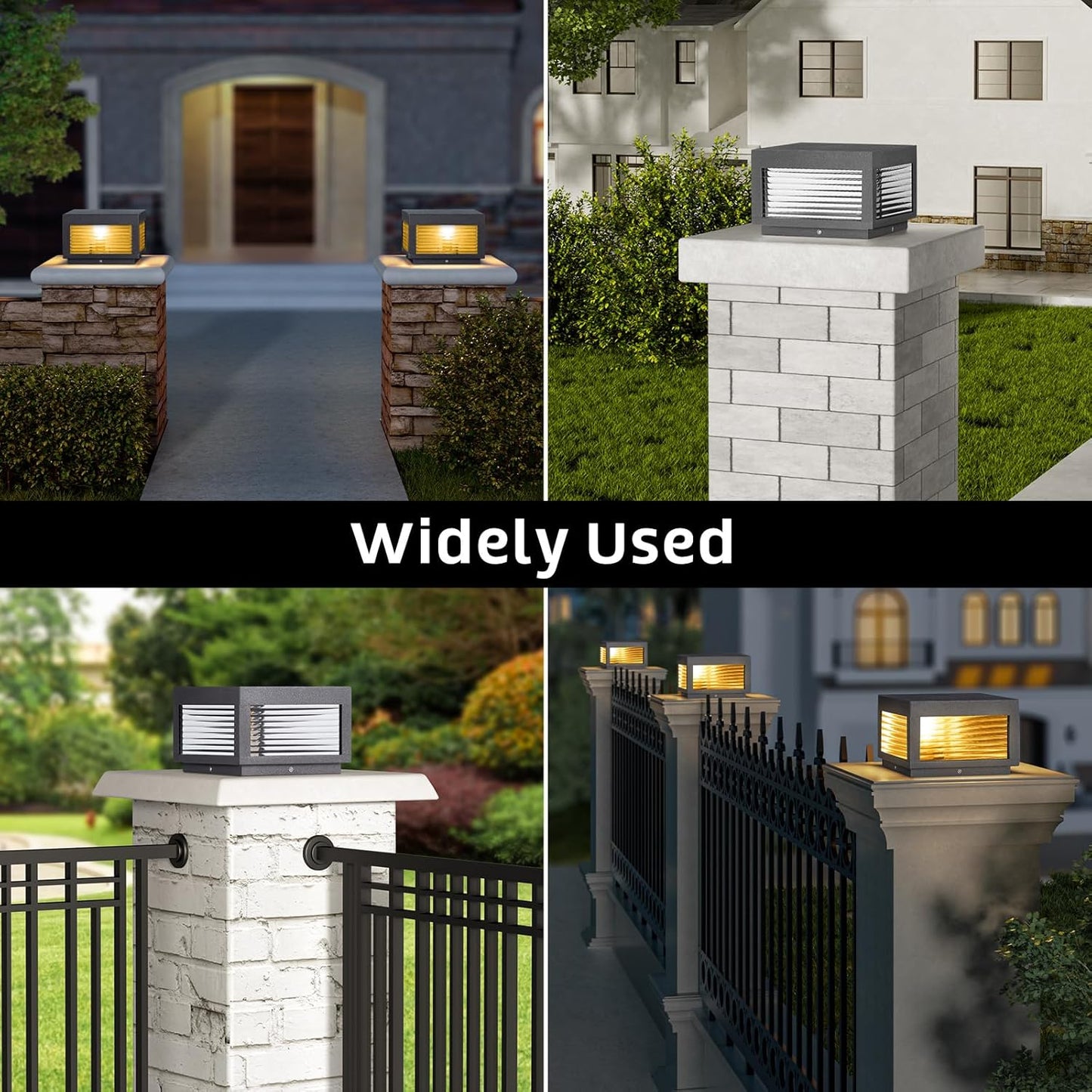 Outdoor Post Light, Hard Wired Lamp, 9.84' Modern Column Lights, Deck Garden Fence Patio