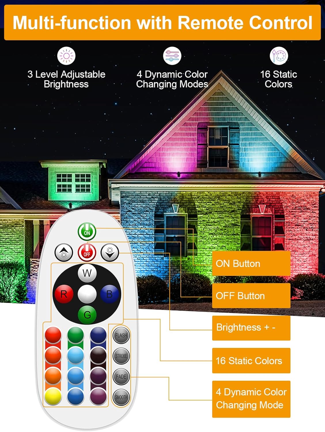 ZUCKEO 12W RGB Low Voltage Landscape Lights, LED Color Changing Landscape Lighting, IP66 Waterproof Outdoor Spotlig