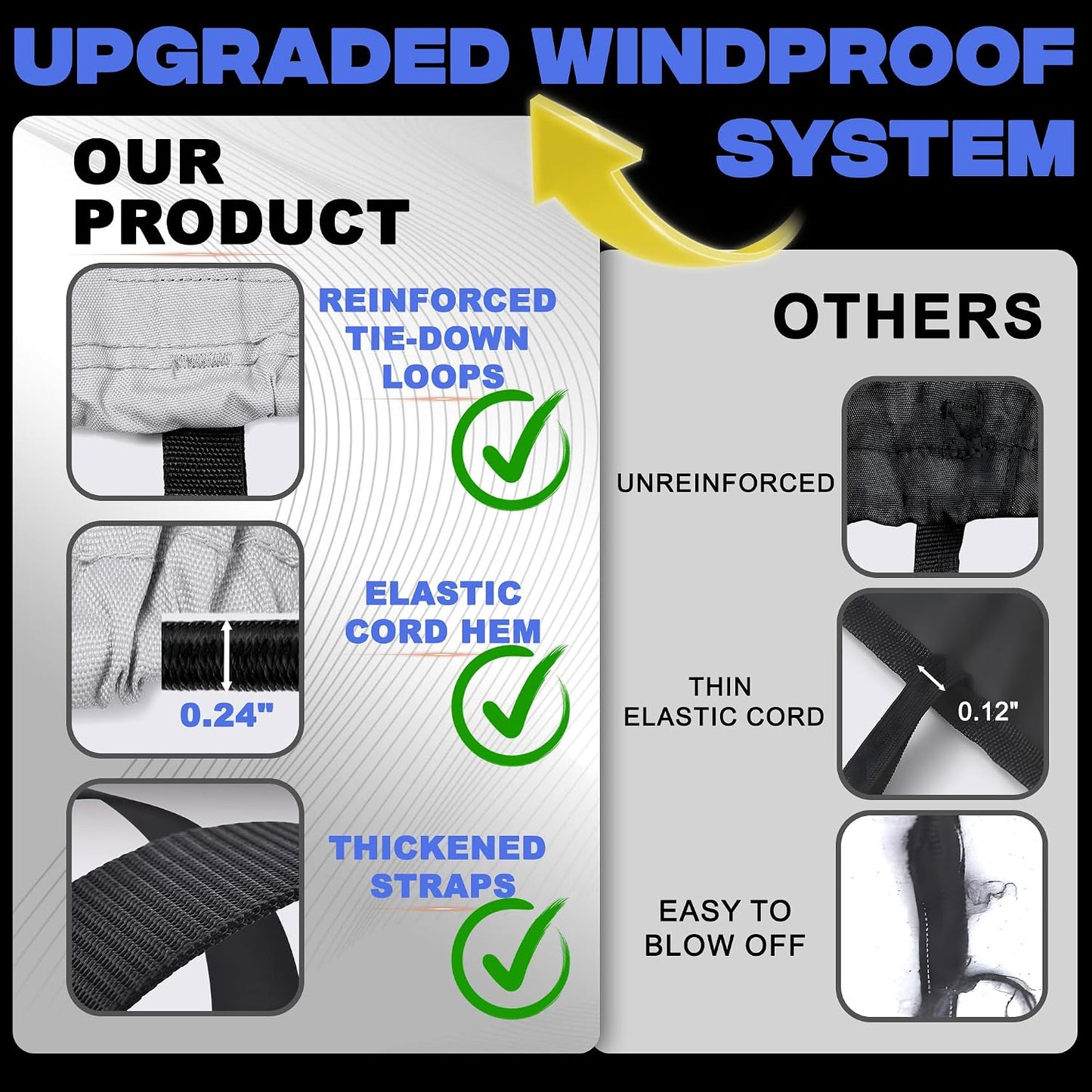 FOCEAN Boat Covers 16-18ft 1200D Waterproof Heavy Duty Marine Tarp Gray Cover, Fits Bass, V-Hull, Tri-Hull, Runabout & Fish Ski Boats with Storage Bag