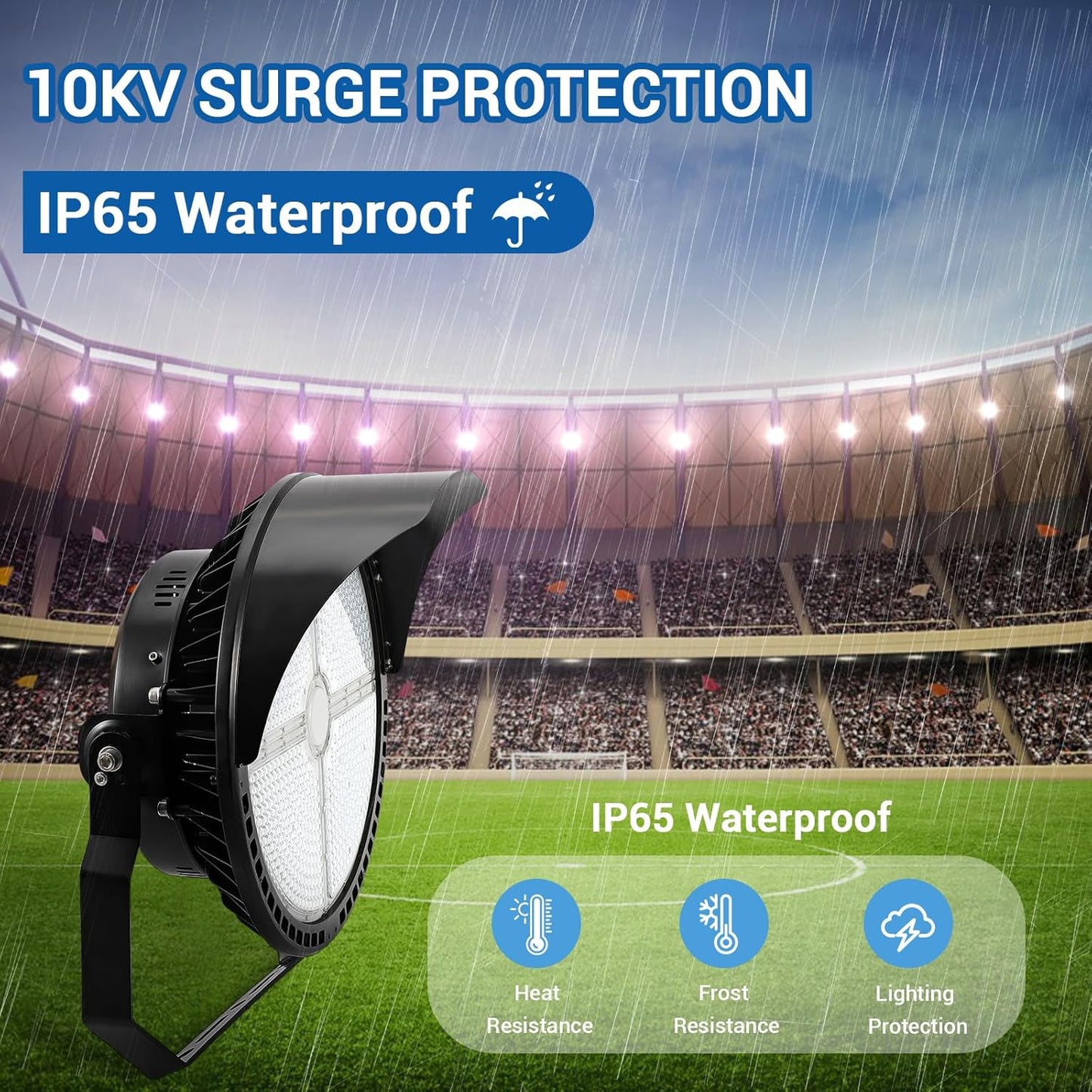 500W LED Stadium Lights, Super Bright Commercial Lighting 100-277Volt 72000Lum (2000W Metal Halide Eqv.), UL-Listed IP65 Waterproof 10KV Surge Dim