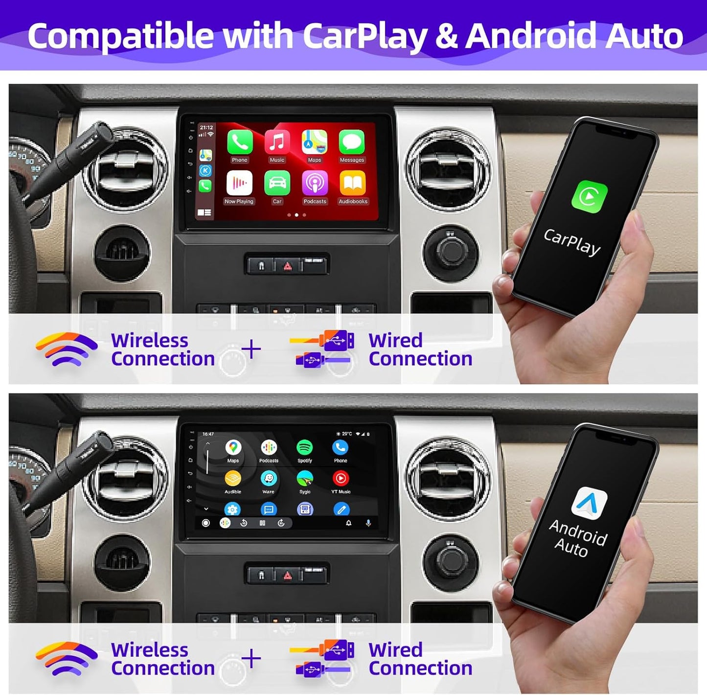 CGOGC Android Car Radio upgrade Compatible with Wireless Carplay Android Auto for Ford F150 2009 2010 2011 2012 8core