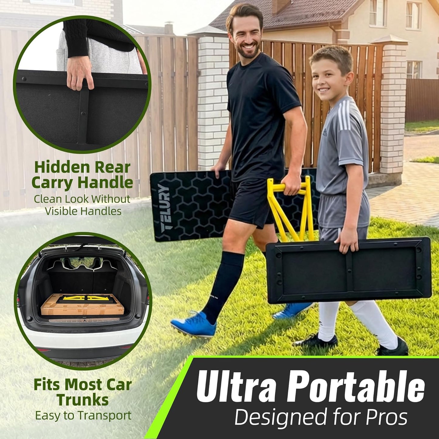4-Angle Soccer Rebounder Board, Portable Soccer Rebound Wall for Passing, First Touch & Shooting Training, Heavy Duty HDPE Kick Back Trainer 32" x 12"