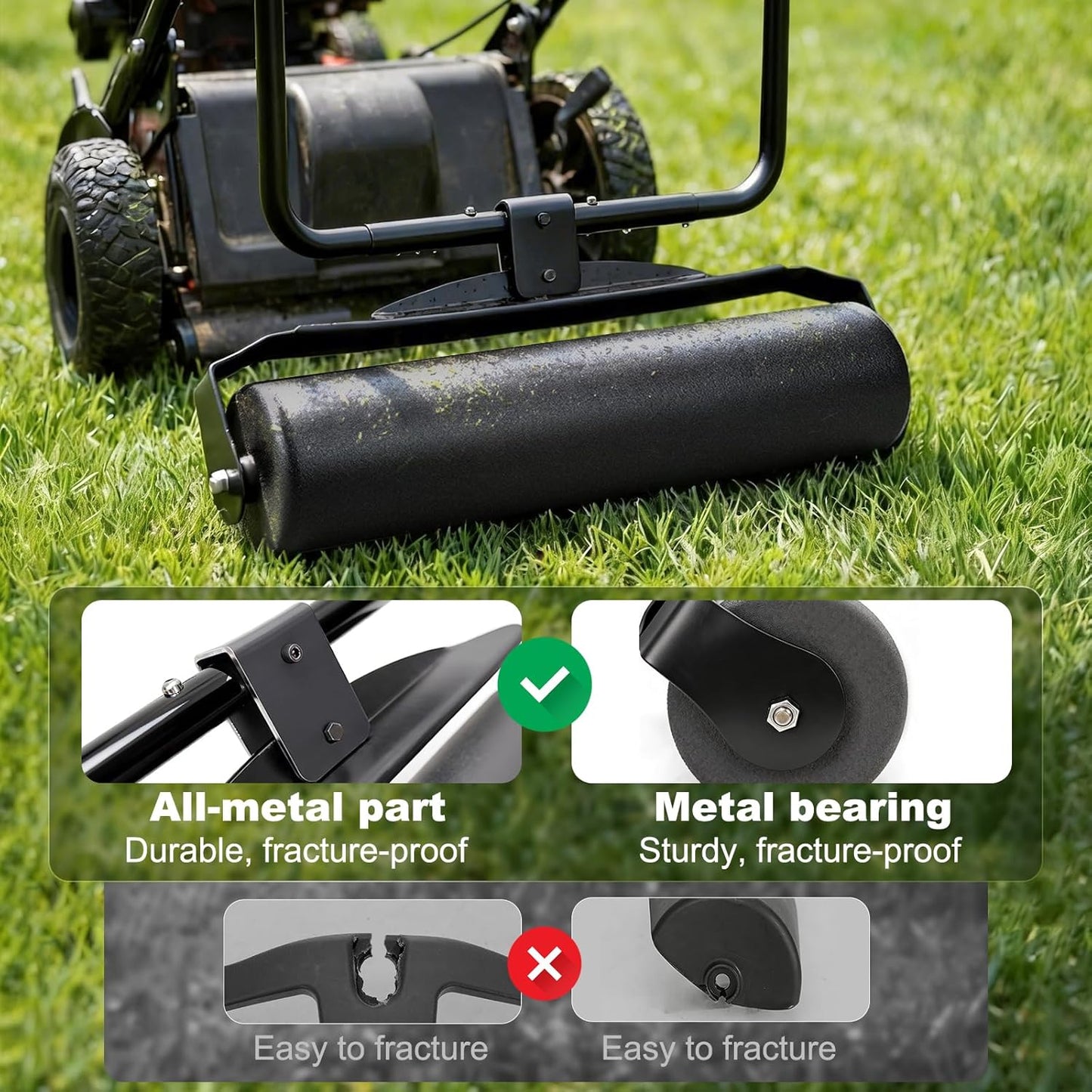 Lawn Striping Kit, Fits Most Push/Walk-Behind Mowers, Durable All-Metal Frame, Easy to Install & Remove, Flexible Turning, Creates Professional Sports-Field Stripes, 3 Year Warranty Orange