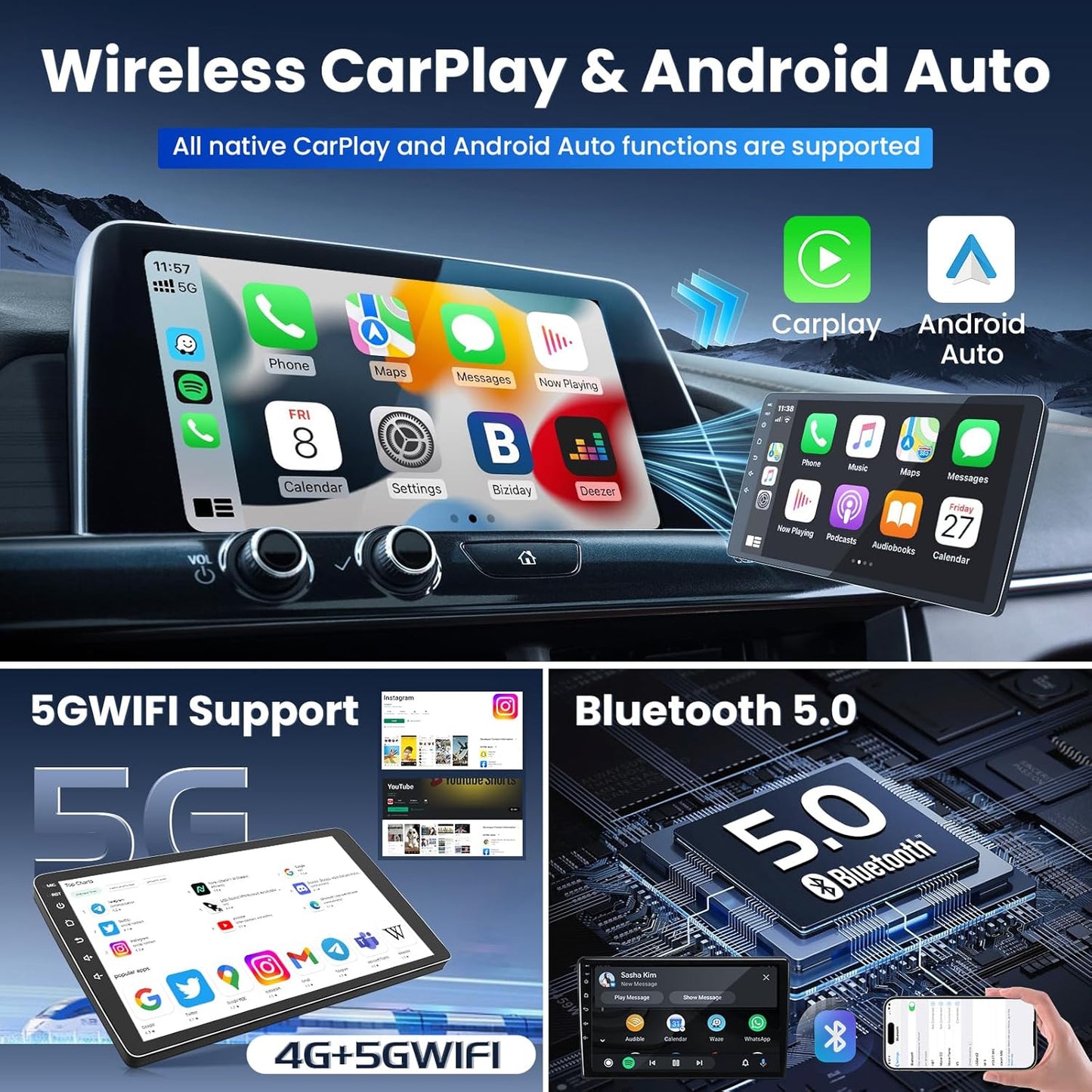 8Core 4G RAM 32G ROM Android 13 Car Radio Stereo for Honda Pilot 2006 2007 2008: 9" 1280 * 800 HD Touch Screen Accessories Bluetooth5.0 FM 36EQ 5GWIFI Backup Camera Carplay Android Auto GPS