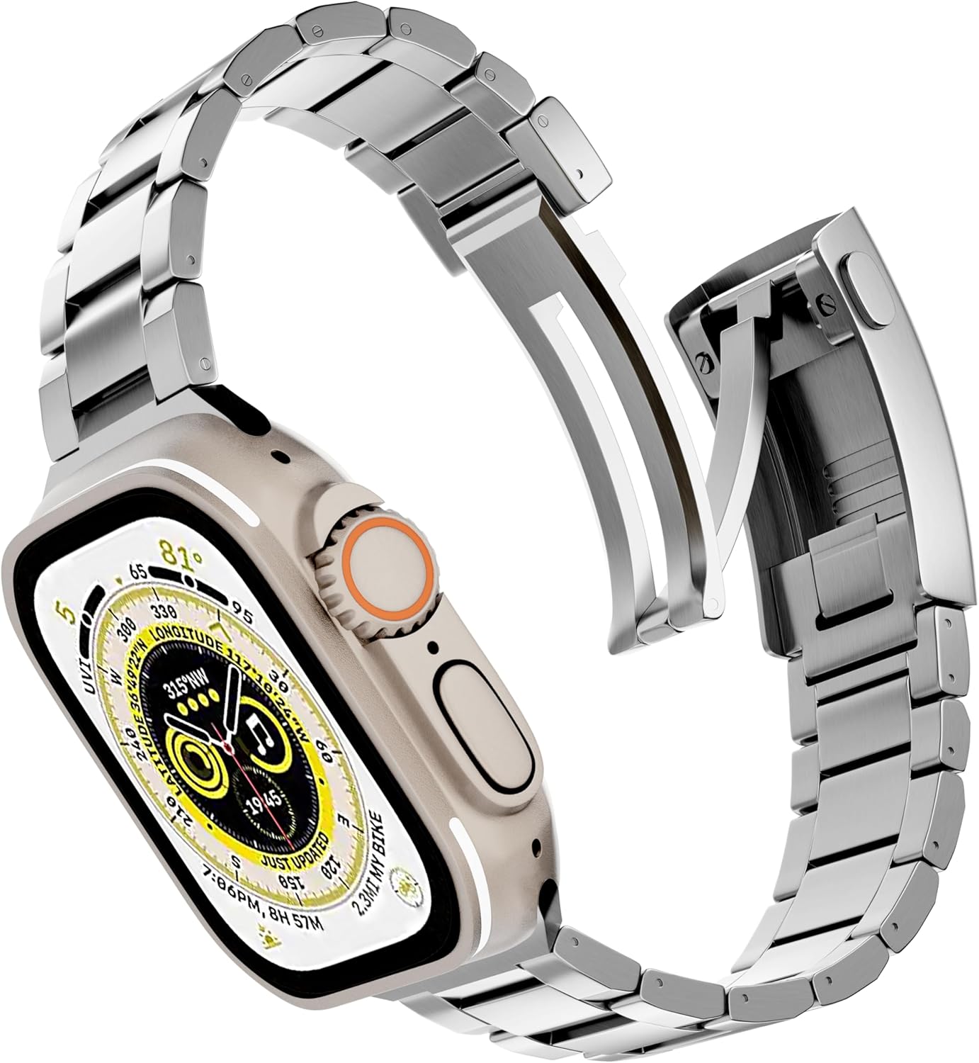 Compatible for Apple Watch Ultra 2 Band 49mm Titanium Metal Men Strap, Adjustable Buckle with Super Scratch Resistant Compatible for Apple Watch Series