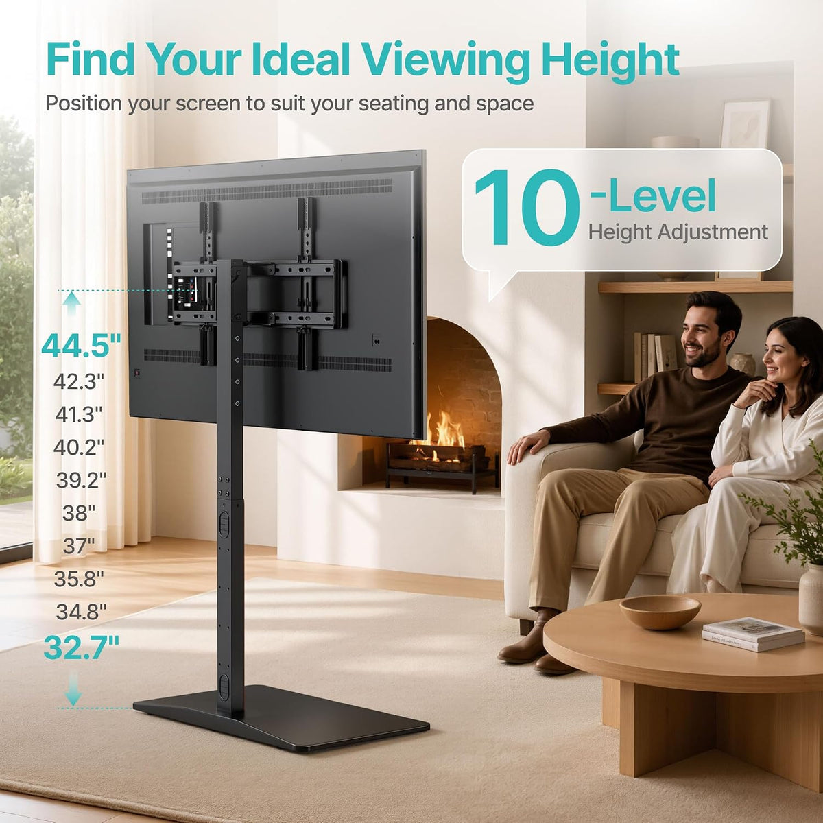 Pegzone Universal Swivel TV Floor Stand for 32-85 Inch Screen, Black Walnut